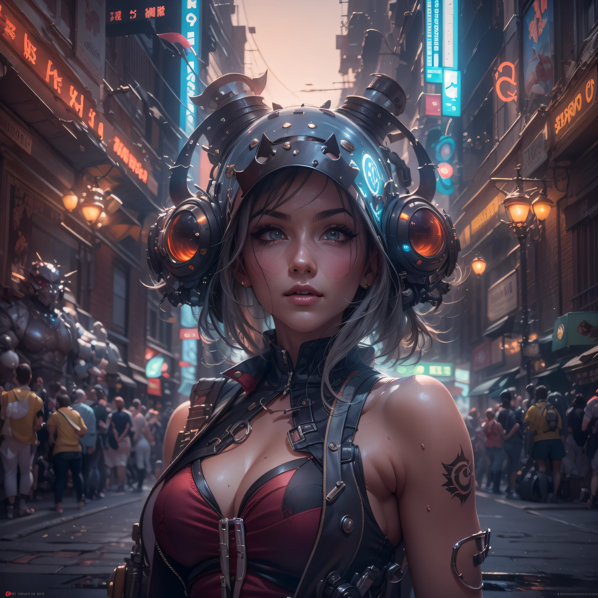 (full body: 1.2),(wonderful and sexy body: 1.2), (semi-: 1.2), (highly detailed: 1.2), (best quality canon EOS R6: 1.2), (8k: 1.0), (dynamic posture: 1.2), (open cybernetic head showing the inside of the detailed face, hyper detailed eyes 1 .2), sharp focus (award shot: 1 .2), (subsurface scattering cie: 1.1) (a beautiful ultra-detailed urban samurai girl: 1.2), (highly detailed hair: 1.2), neon glow, (detailed eyes: 1.1), (hyperrealistic: 1.2), RPG, dramatic lighting (highly detailed futuristic cityscape: 1.2), (sci-fi: 1.2), professional photography, by wlop greg rutkowski jeffrey simpson alphonse mucha.