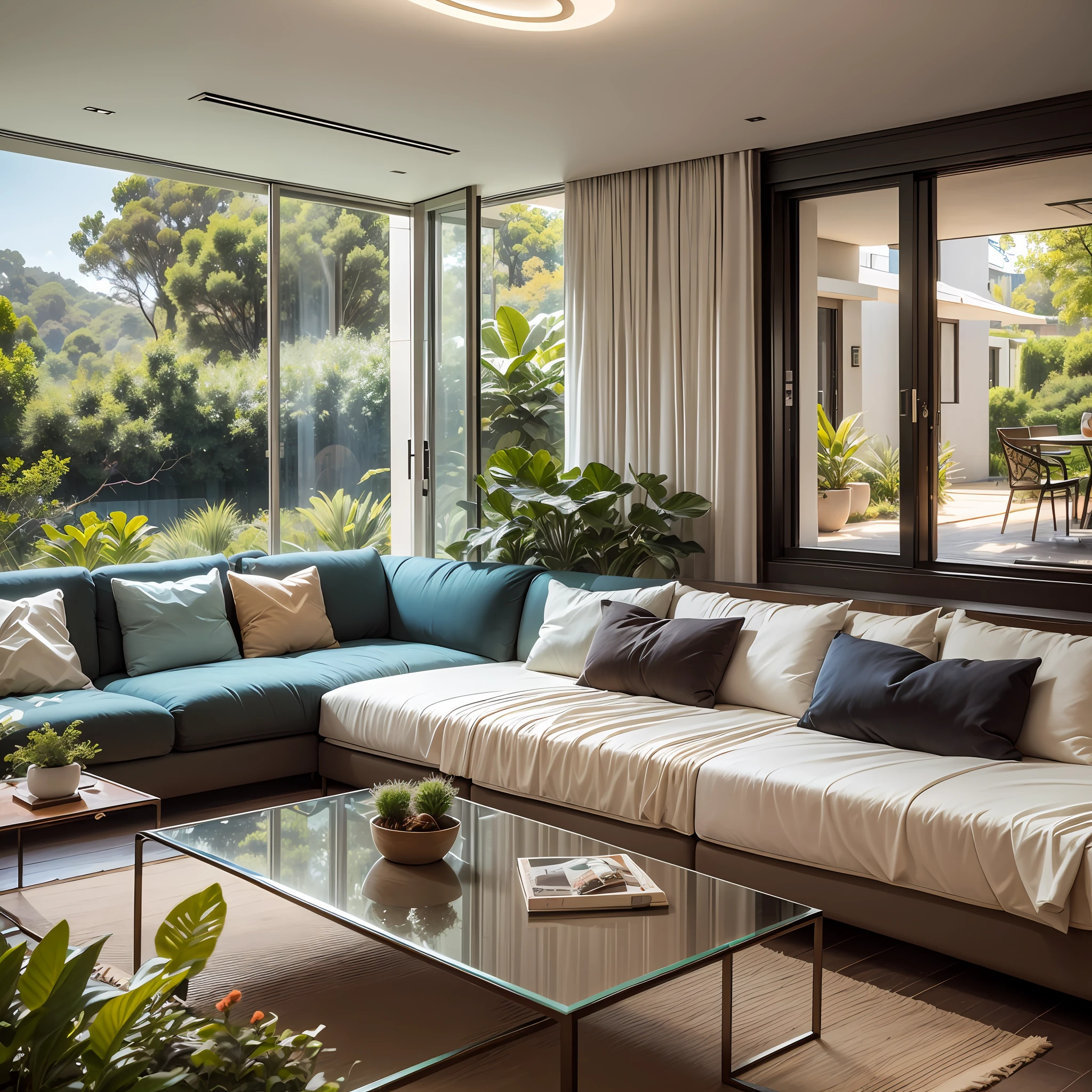 (((melhor qualidade))), qualidade alta, fotorealista, hiperrealista, ((obra-prima)), melhor arte, luxurious residence moderna, paisagem exuberante, linda paisagem. --auto