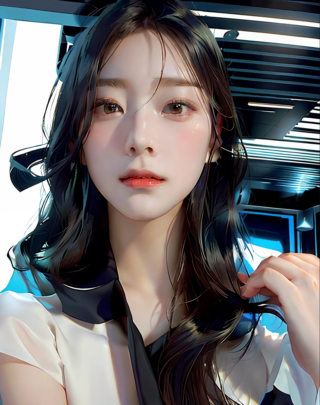 Surrealist portraits of women by David Hockney and Alphonse Mucha,Fantasyart,photographrealistic,动态照明,art stations,poster for,Volumetriclighting,Very detailed faces,4 k'',Award-Awarded,,1girll,in the darkness nigth,deep shading,low tune,(formal outfit:1.4),long whitr hair