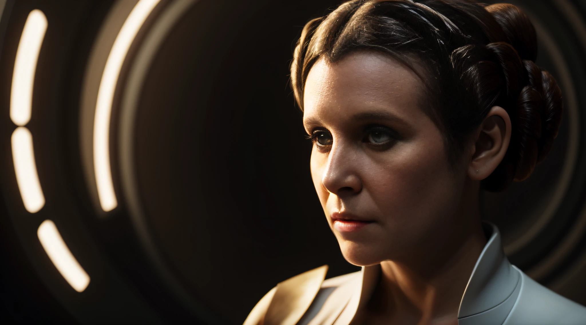 a portrait of Princess Leia , intrinsic details, masterpiece, hyper realistic , hd , 8k