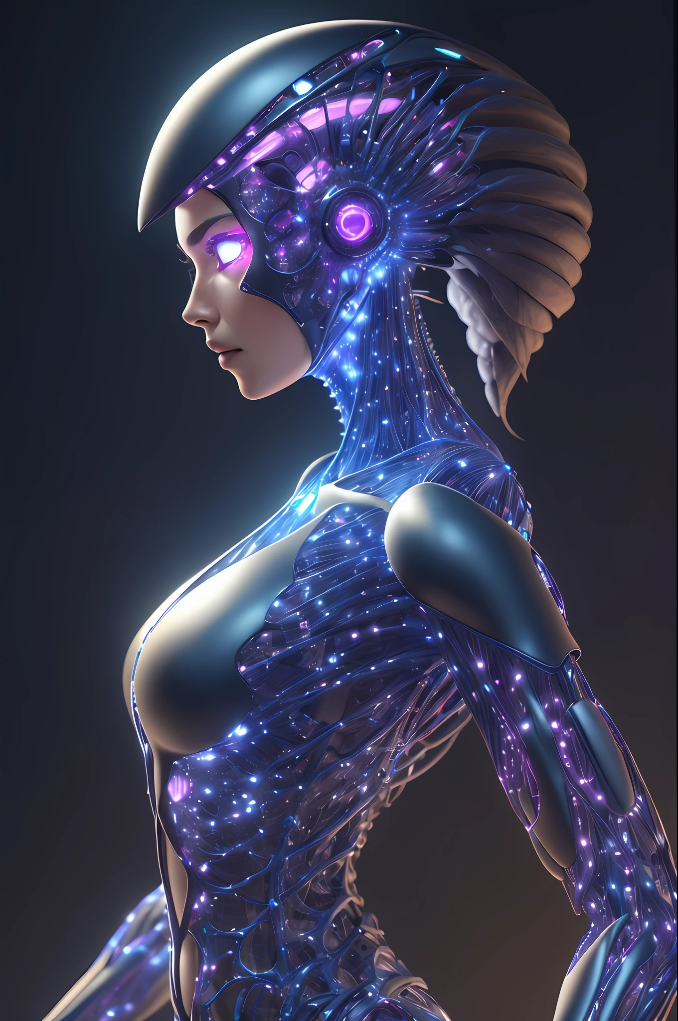 female, side portrait, sport outfit, cybernetic eye, sc3pt4 style