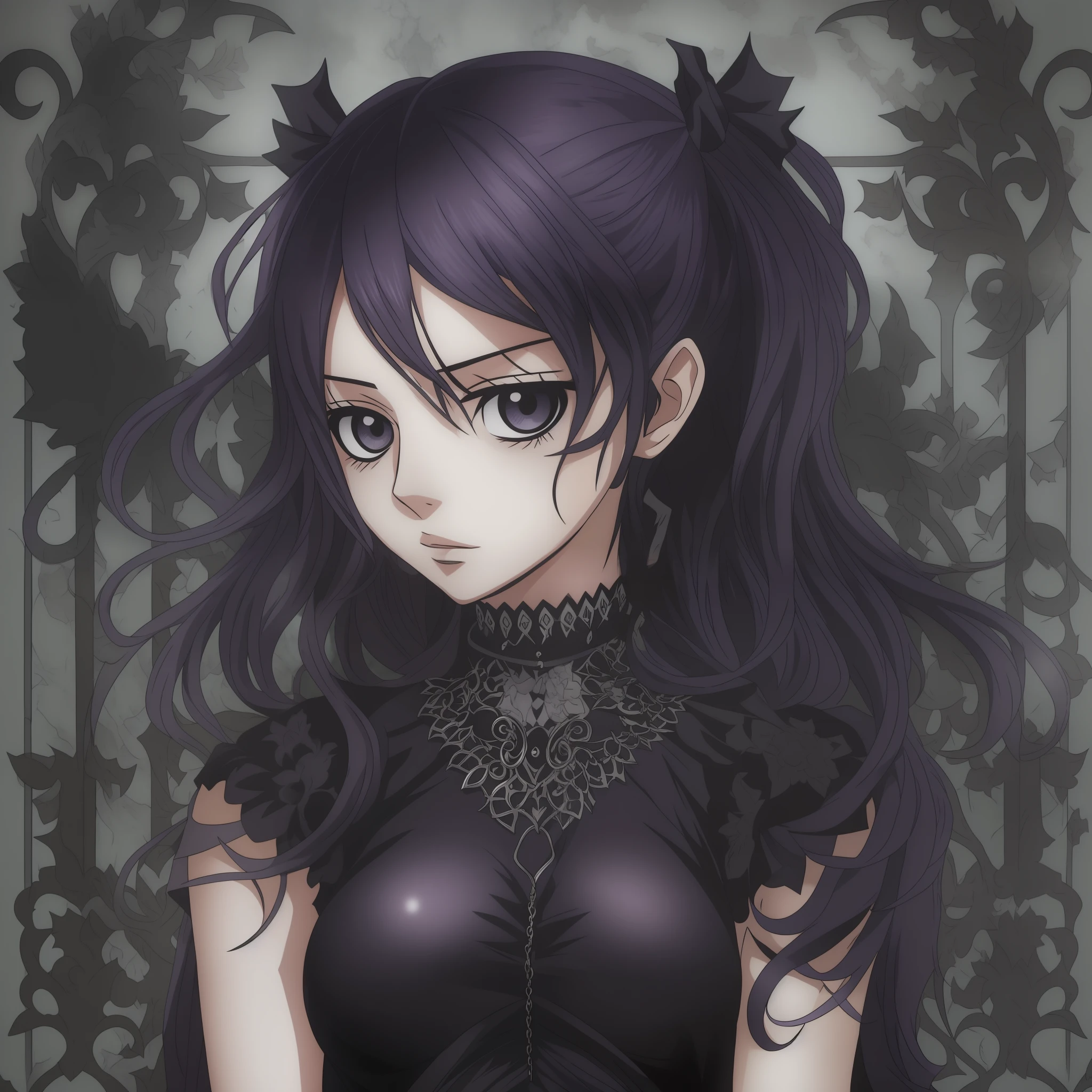 animemanga girl,goth style,bust,Pure,black in color
