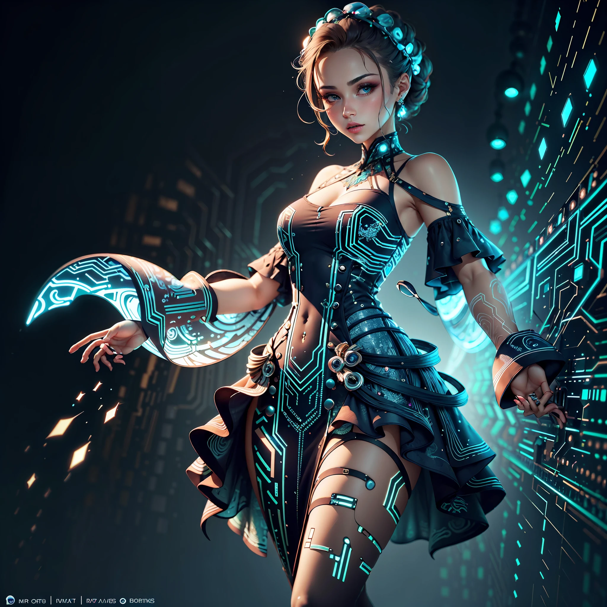 CircuitBoardAI beautiful woman on dress