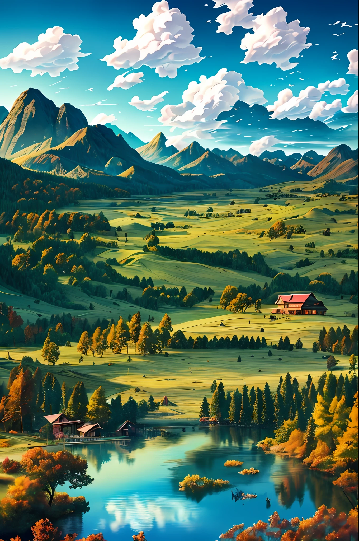 (((tmasterpiece))),illustratio,detailed glow,((ultra - detailed)), (astounding:1.1), big breasts beautiful, naturey, Sky and steppe, Big wind, wind blown, ln the forest, clouds,golden colored, Foliage,A flower,In the midst of lush landscapes, an award winning photograph, Toshiba PDR M70 boo