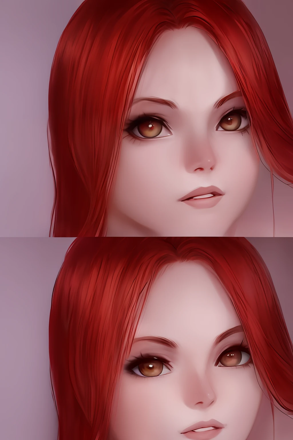 Ruiva vermelho, 4k, [[[closeup]]], realista, anime, cabelo vermelho