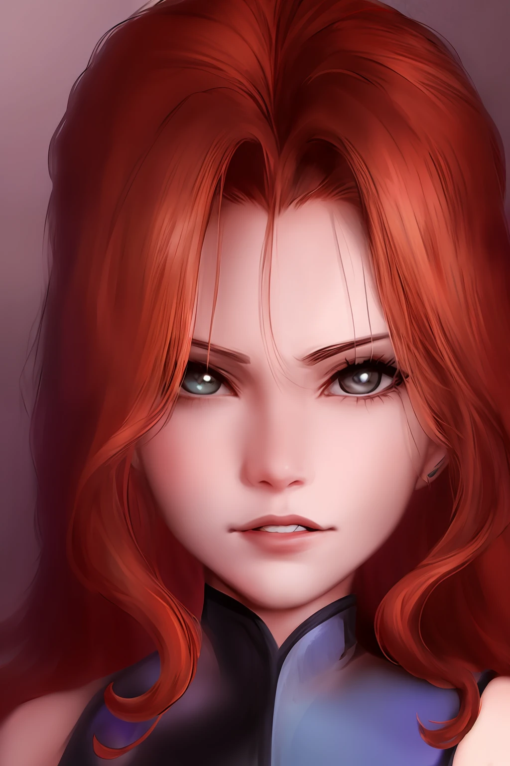 Ruiva vermelho, 4k, [[[closeup]]], realista, anime, cabelo vermelho