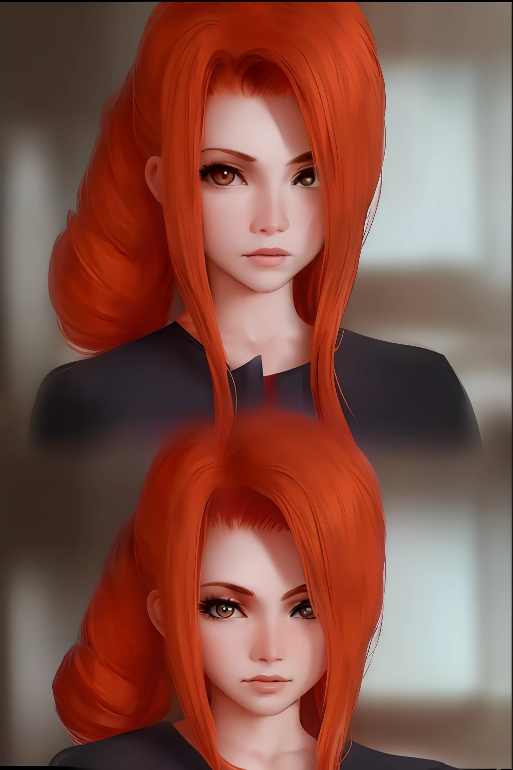 Ruiva vermelho, 4k, [[[closeup]]], realista, anime, cabelo vermelho