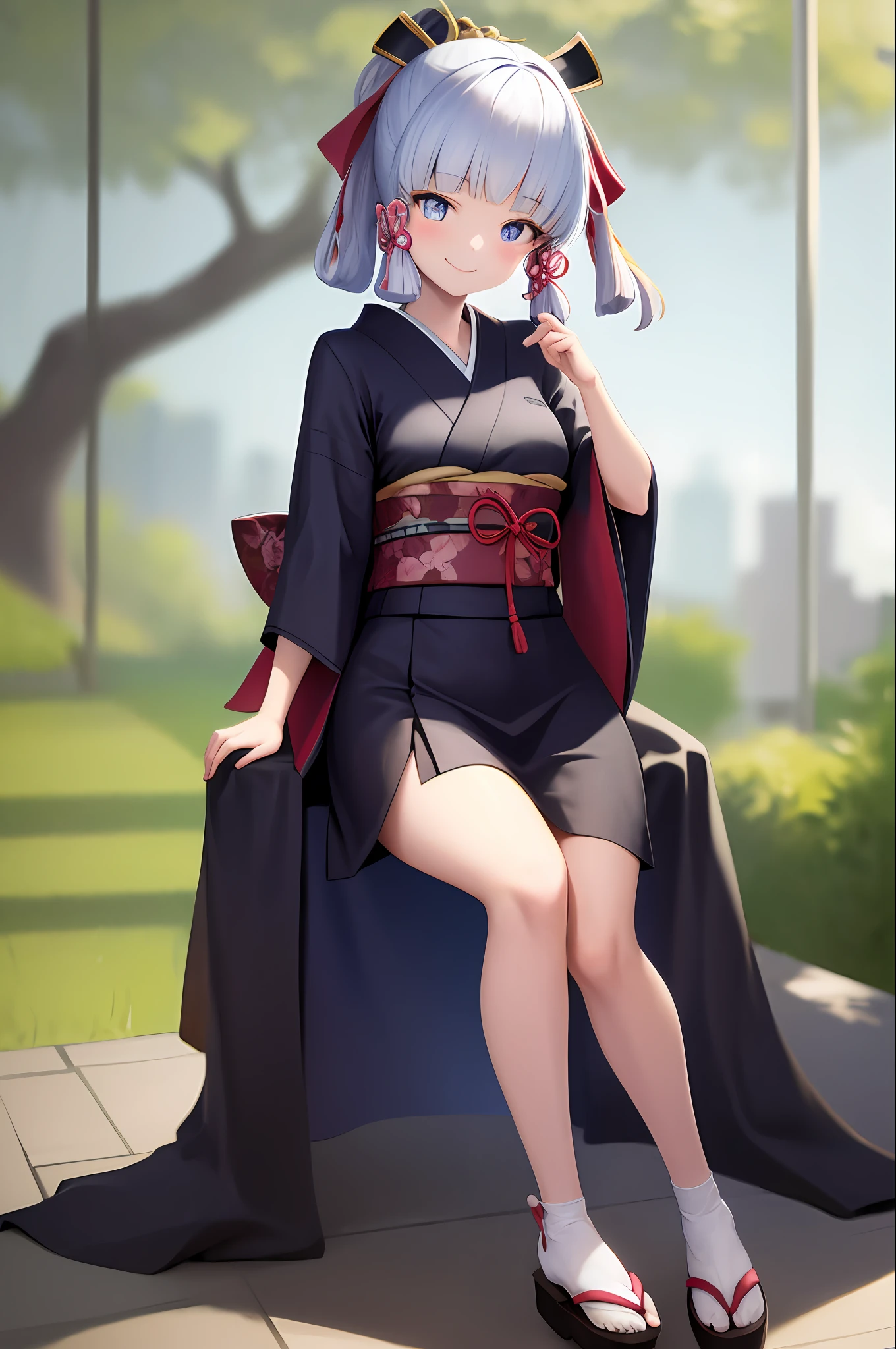 masterpiece, highres, best quality, 1girl solo, kamisato_ayaka, smile, kimono