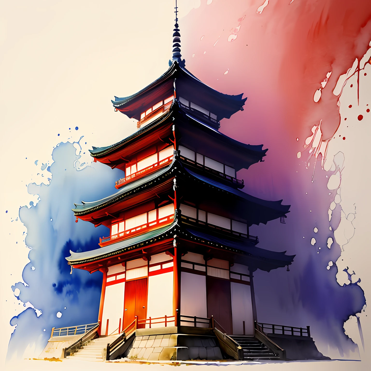 Wallpaper Japan aquarelle, 4k