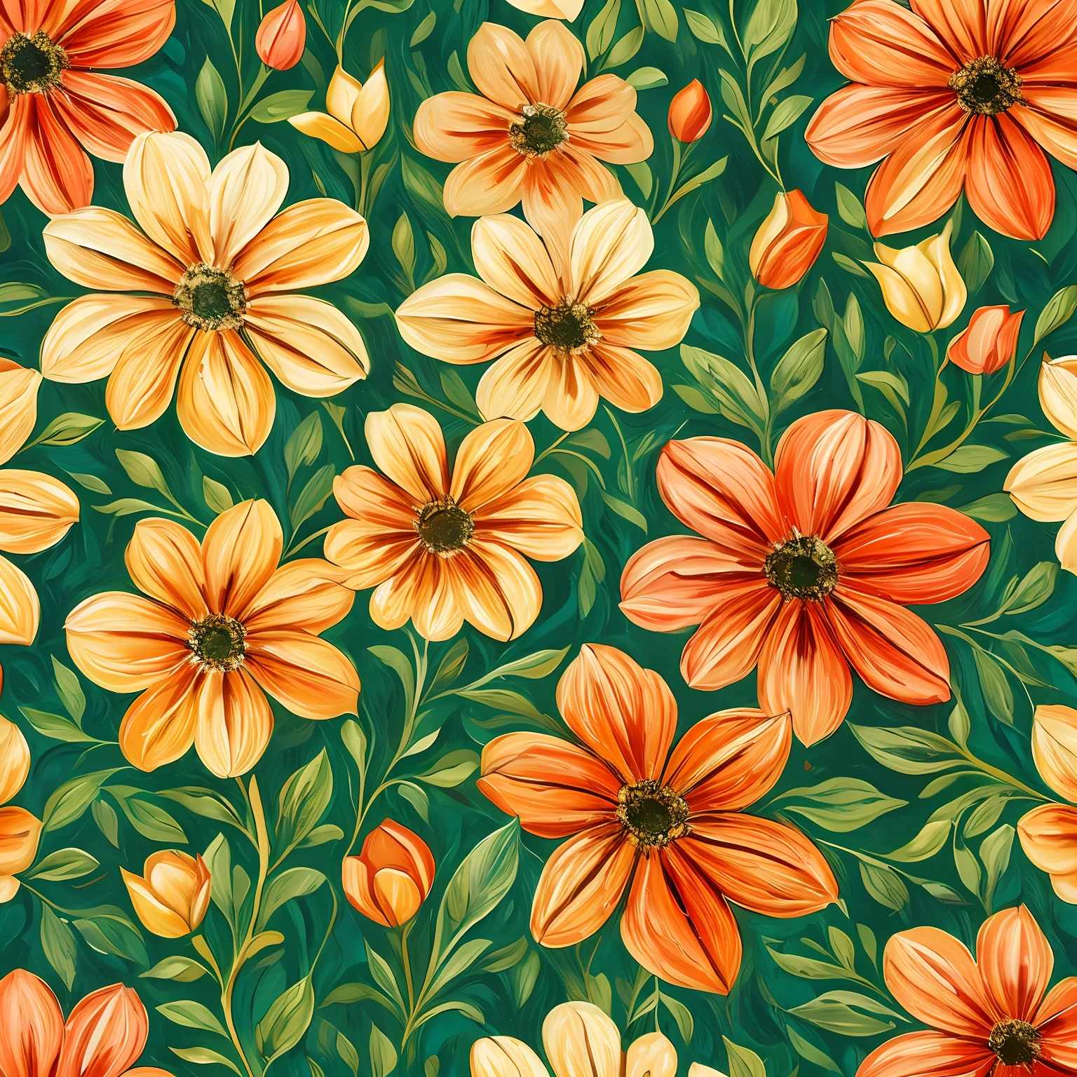 Floral pattern Oil painting texture --auto