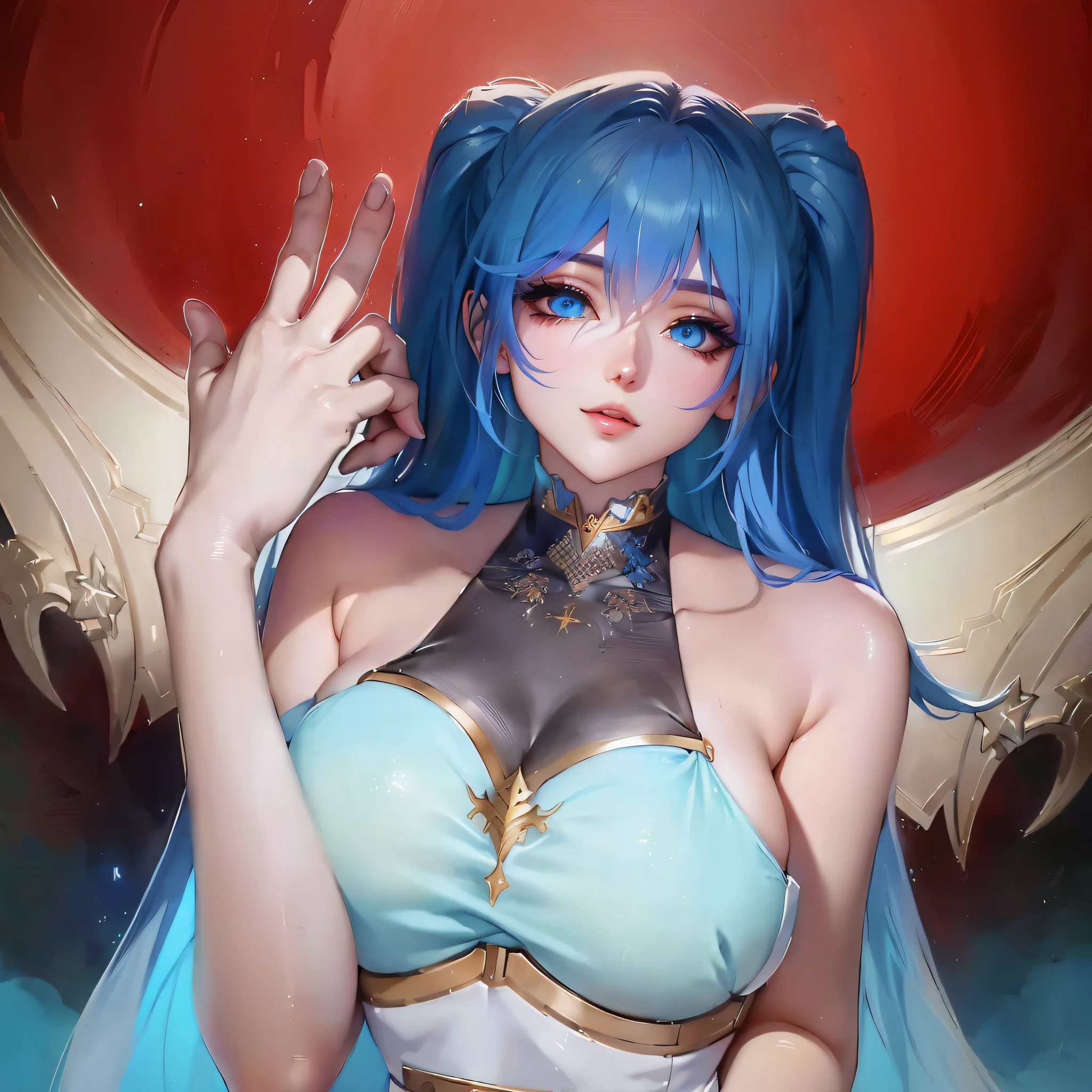 Garota anime com cabelo azul e olhos azuis posando para uma foto, Artgerm extremamente detalhado, ! arte dos sonhos, como Artgerm, Artgerm. anime illustration, Artgerm em ArtStation Pixiv, deusa anime, estilo Artgerm, Artgerm Plano, trending artgerm, portrait knights of zodiac girl