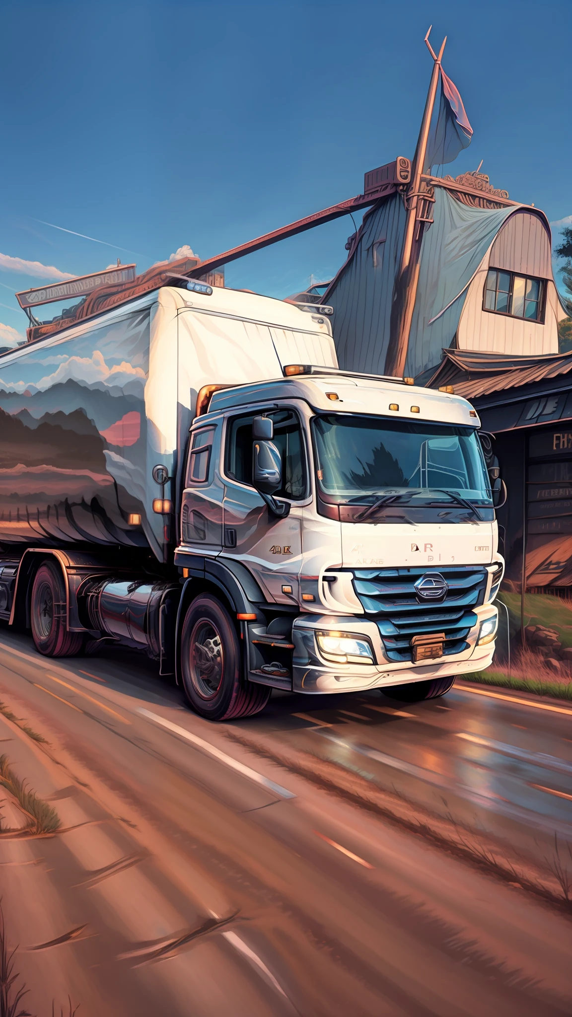 Truck bi truck 4th axis rural road