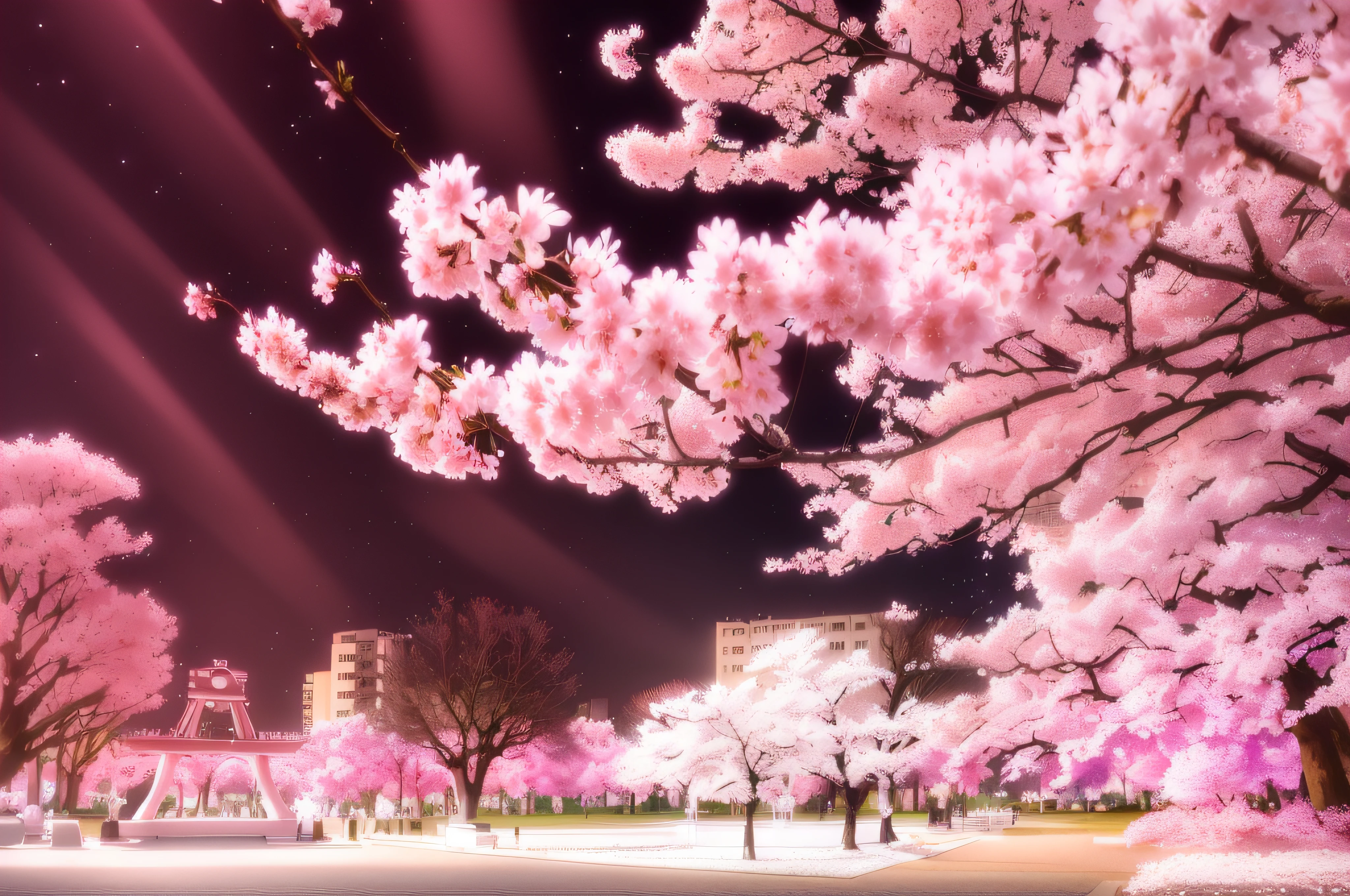 There is a bench under a white-flowered tree in the park, sakura trees in the background, sakura season, under a cherry blossom tree, The cherry tree, sakura bloomimg, The cherry tree, sakura trees in the background, cherry blossoms in the wind, cherry blossom, blossom sakura, cherryblossom, The cherry tree, The cherry tree, sakura season dynamic lighting