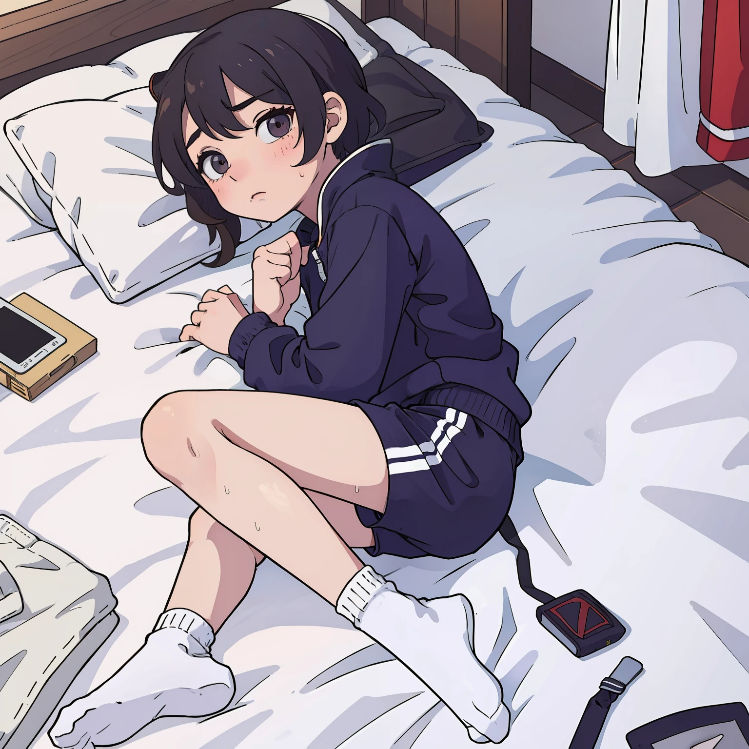 Shota,track suit,White socks,sweat shorts,Beds