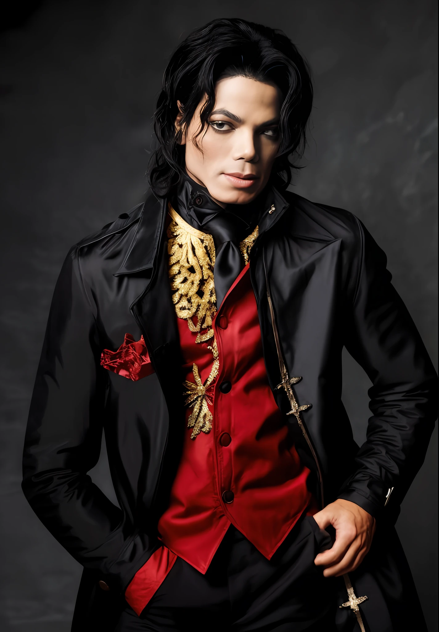 Michael Jackson com uma jaqueta preta e camisa branca, Michael_Jackson, Michael Jackson, Retrato de Michael Jackson, com ombreiras, vestindo uma jaqueta preta extravagante, Retrato de Michael Jackson, em uniforme preto, vestindo uma jaqueta preta, Fotografia Moonwalker, Em breve Michael Jackson, com seus longos cabelos pretos, he is wearing a black trenchcoat, varredura da sede, varredura uhq