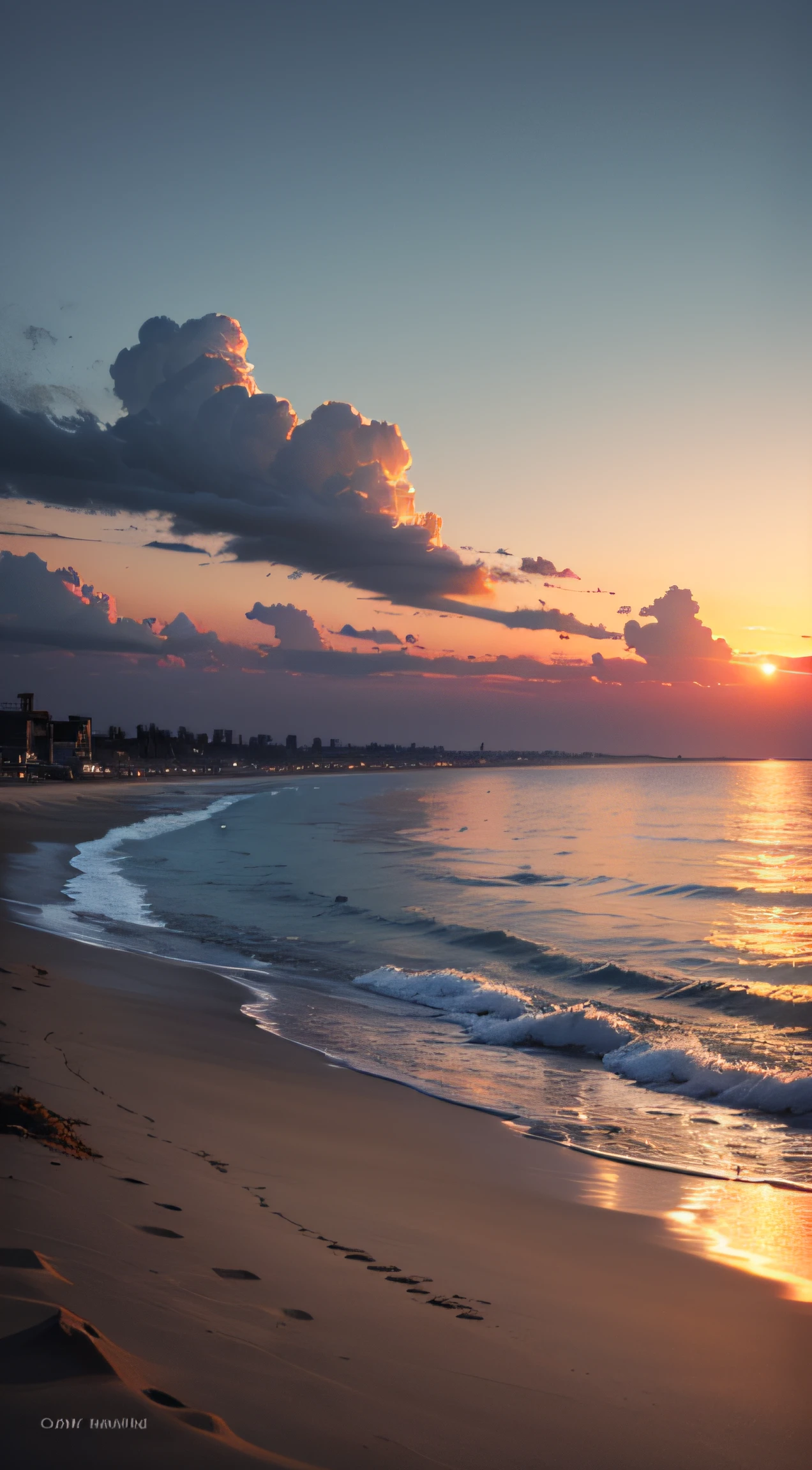 (of a real:1.5)，（beachside：1.5）,evening light，Clouds