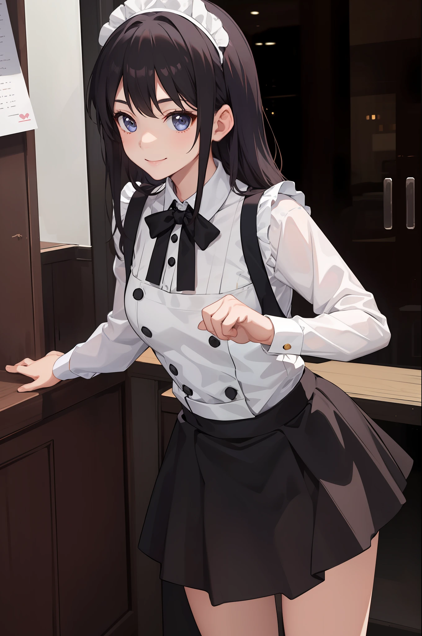 1girl in、A smile、A delightful、skirt by the、(small tits)Chilarism、doress、pinafore,,,,,,、Maids,,,,,,,,、hair adornments、movement、