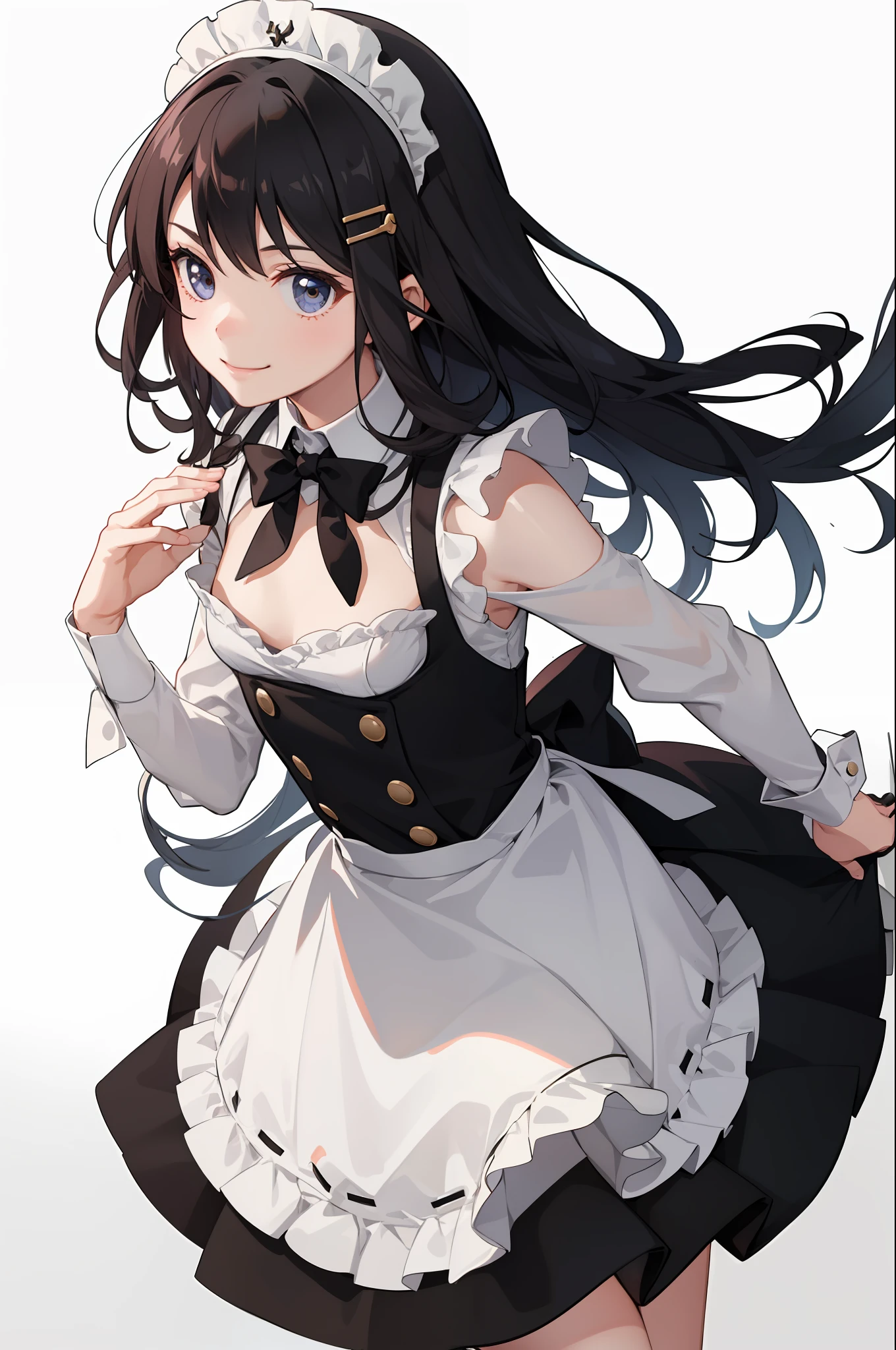 1girl in、A smile、A delightful、skirt by the、(small tits)Chilarism、doress、pinafore,,,,,,、Maids,,,,,,,,、hair adornments、movement、