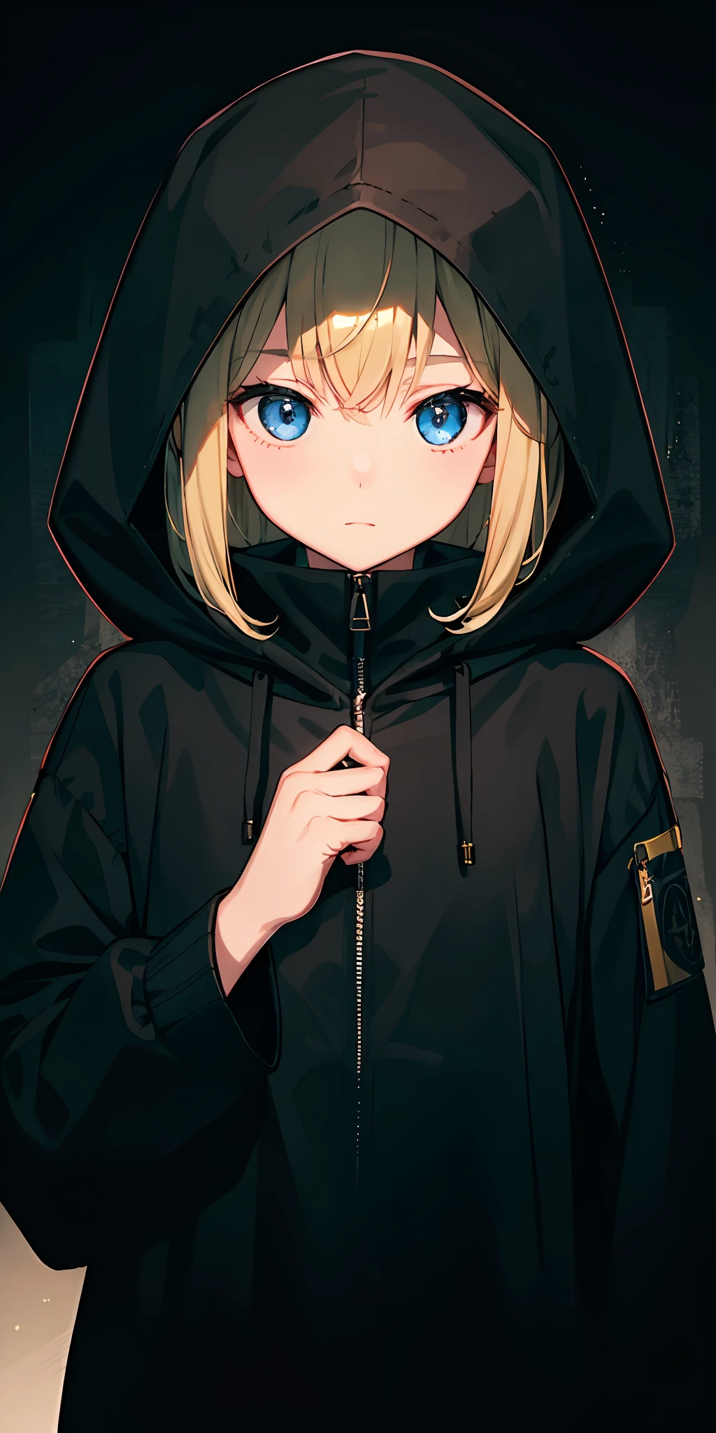 one girls、 darkness、Dark、Wearing a hood、Face Up、