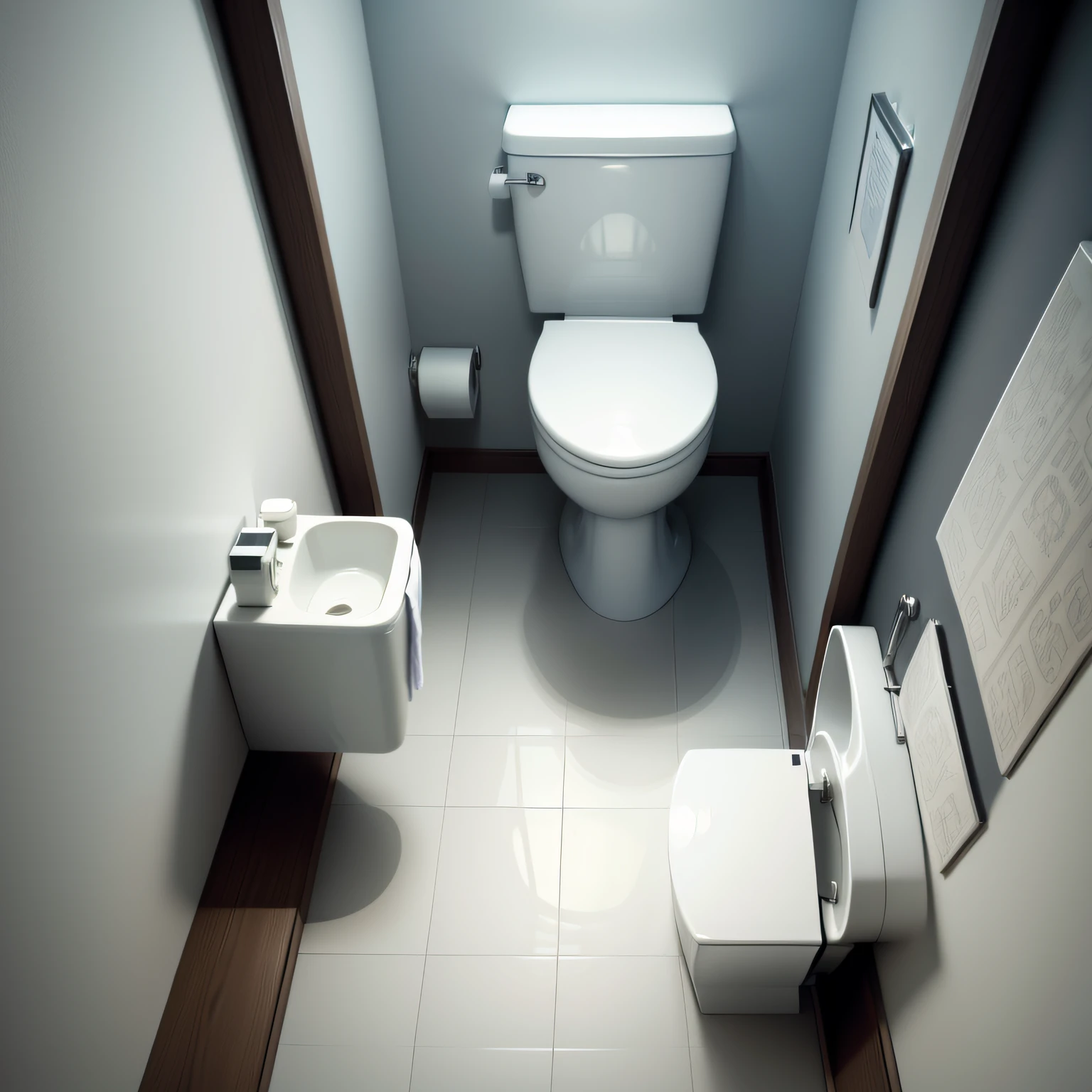 toilet room，toilet bowl，interlace, modern, Minimalism, viewfinder, image fill, Super detail