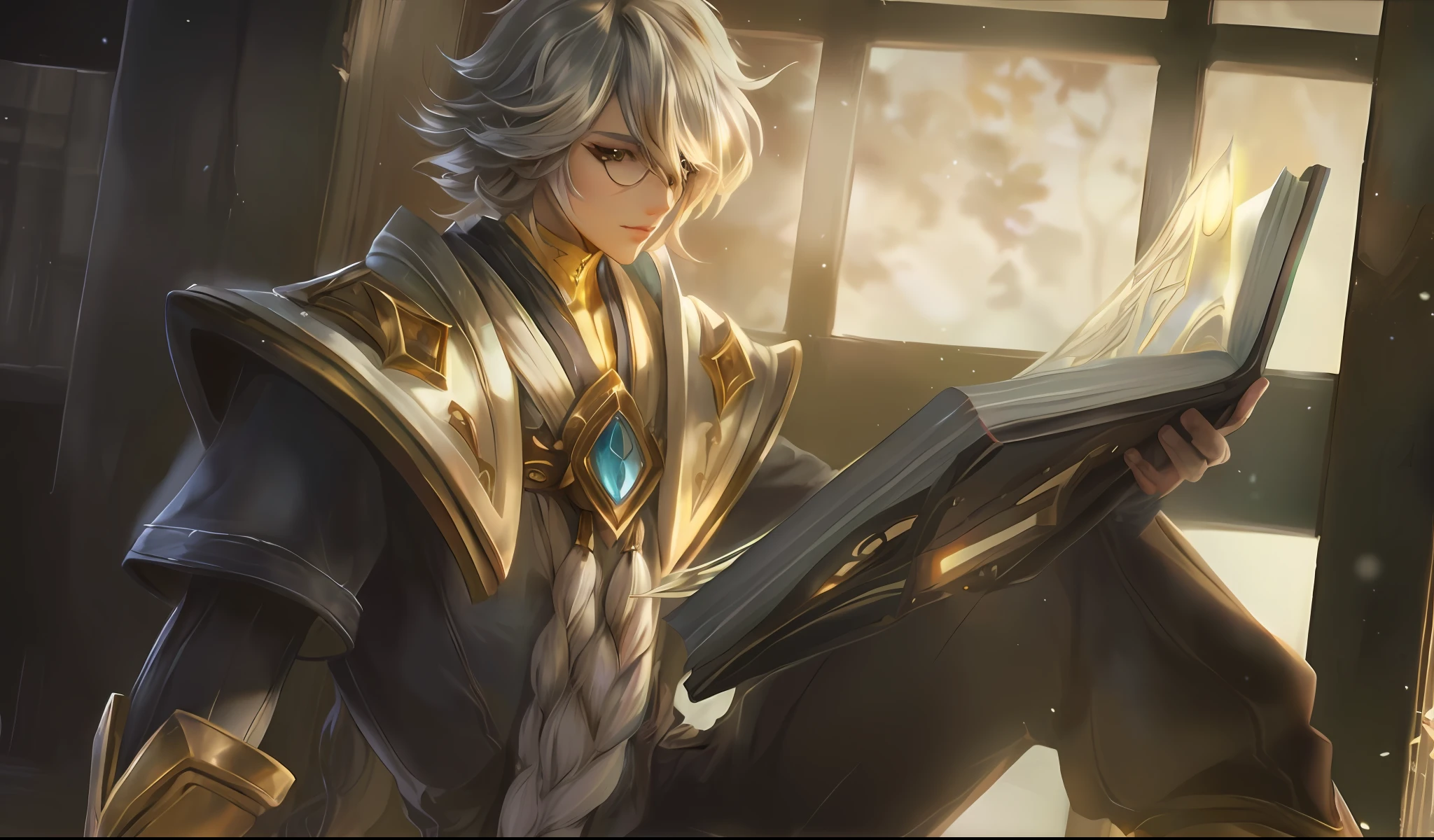 Anime character with a book in hand sitting on a windowsill, Wlop e Sakimichan, casimiro arte, Artgerm extremamente detalhado, por Yang J, Biblioteca Celestial Infinita, Zenra Taliyah, Estilo Shadowverse, gama murata e artgerm, Heise Jinyao, Artgerm detalhado, arte chave detalhada do anime