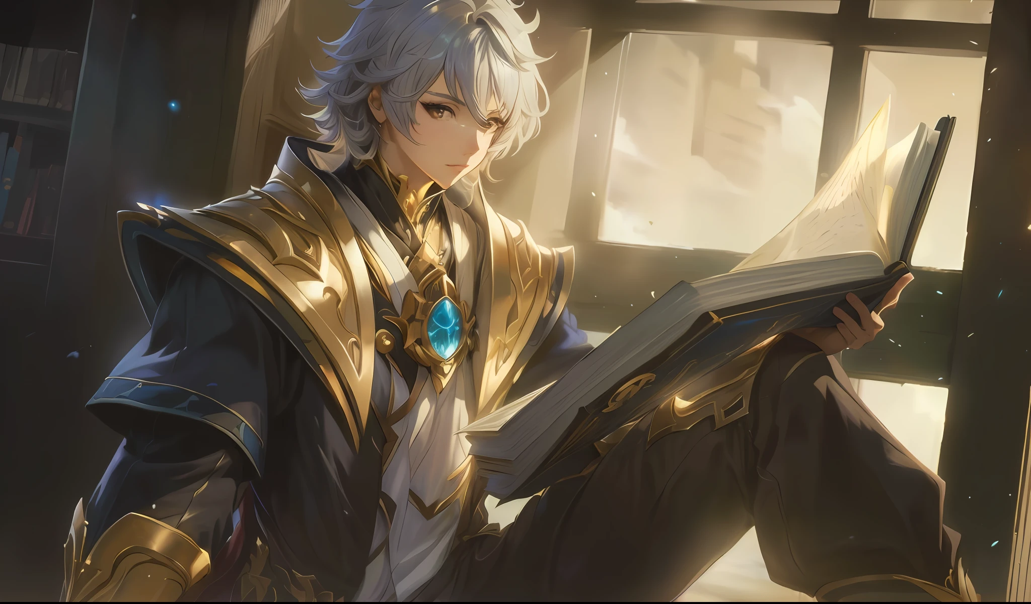 Anime character with a book in hand sitting on a windowsill, Wlop e Sakimichan, casimiro arte, Artgerm extremamente detalhado, por Yang J, Biblioteca Celestial Infinita, Zenra Taliyah, Estilo Shadowverse, gama murata e artgerm, Heise Jinyao, Artgerm detalhado, arte chave detalhada do anime