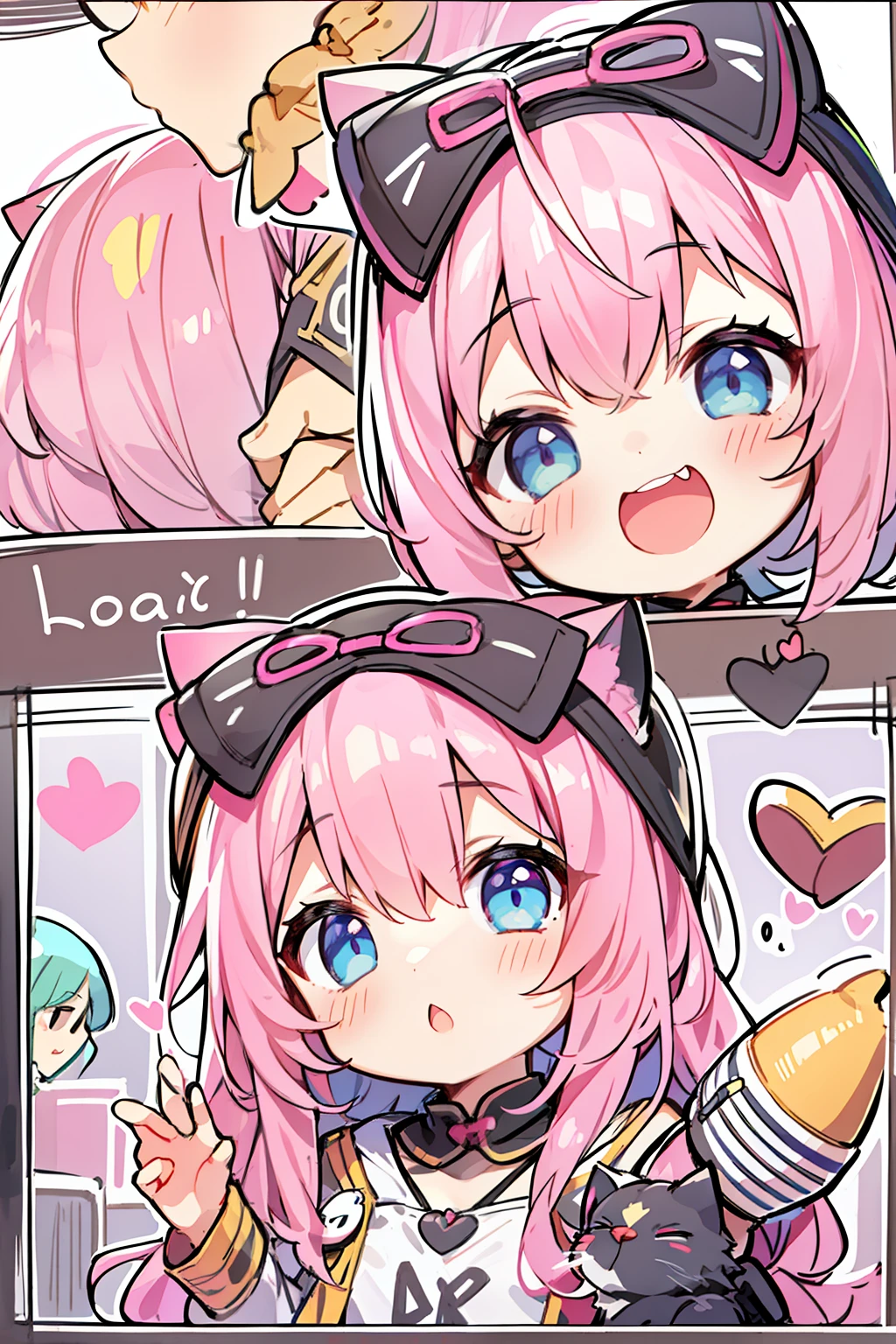 tmasterpiece, Need, 5 years old Lori,big headed,mid - length hair, cat ear, There is love in the eyes,adolable, (Speaking heart:1.4) swim wears