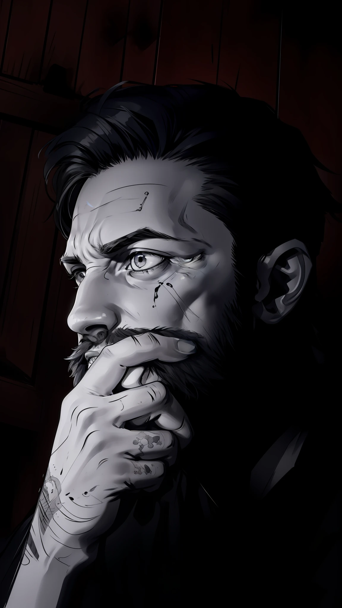 (inked original-art:1.2),(lineart:1.31),portrait of a soldier,shocked, sad eyes,(old:1.4),(tired:1.4),depth,(battle-field)(dramatic),cinematic-composition,(hyperdefined),sad,from-below,grayscale,(thin-lines),punk-nouveaux-gothic aesthetic,rim-complex-lighting,ultradetailed-textures,(fine-details:1.3),RAW-format