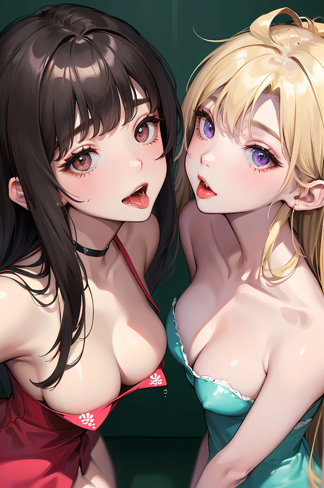 realisticlying、2 girls、selfee、Nipple bare skin Both breasts are close to each other、Keep it close to your body、Looking Up、A sexy、dripping saliva