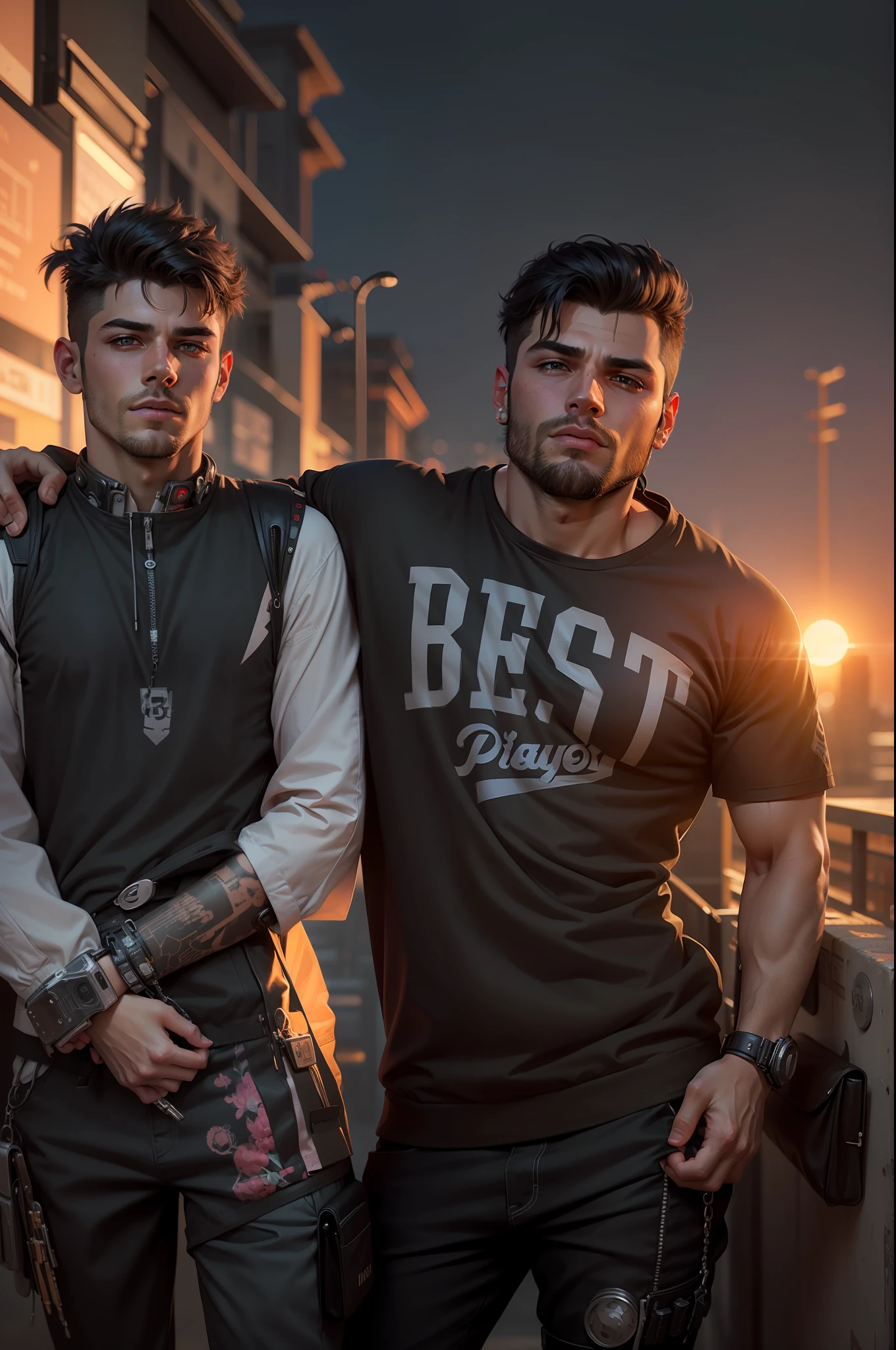 Change background cyberpunk handsome
boy, realistic face, 8k, ultra realistic,sunset