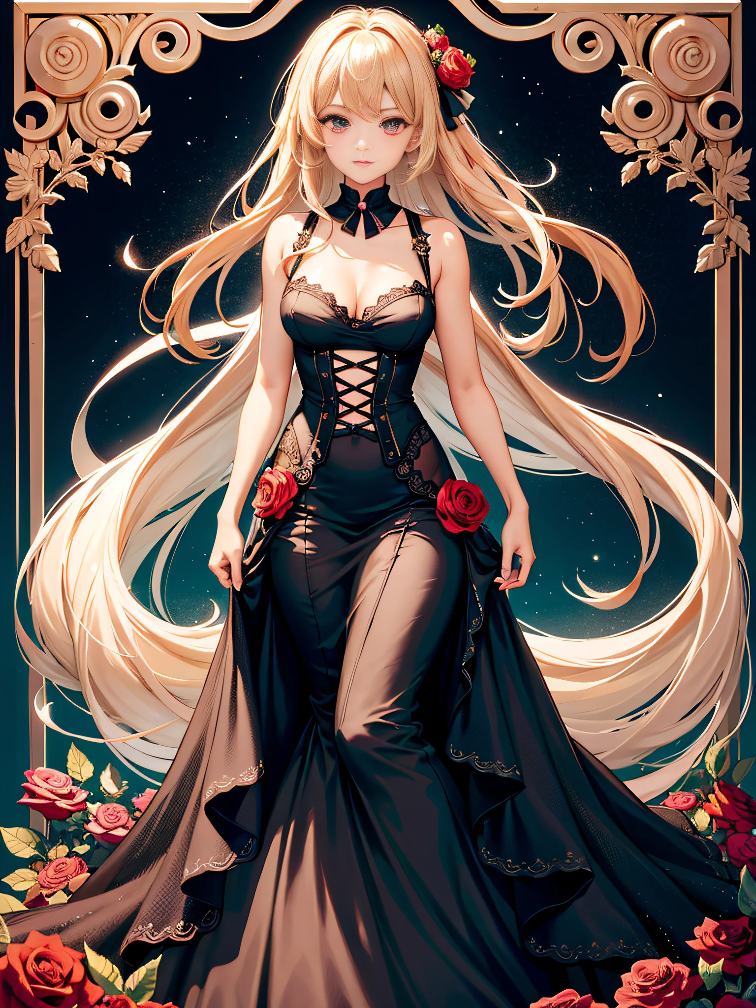 ((masterpiece)), (top-quality), (detaileds),4K resolution. 1 Girl Sharp Focus、a blond,Princess Cut,odd eye,Older sister,diet,long,Red Rosa,tiarra,Black Dress,curlyhair,small tit,small tits,Cool,Rose Dress,embroideries,oriental,A sexy,Sareme,milkyway、small nose,narrow nose and small nose,,,,,,,,,,,,,,,,,,,High small nose,small nostrils,see -through,Full body like,oblique,1girl in,Golden hair color,Light hair color,Beige hair color,Rosa,Red Rose,Rosa,Red Rose,Rose Dress,weddingdress,Arm Cover,Adults,adult lady,veils,Kamimei,Red Rose,Rosa,Rosa,Rosa,Rosa,Rosa,Red Rose,Big sister,adult lady,adult lady,adult lady,,adult lady,adult lady,Adult Women Mermaid Dresses,Mermaid Dresses,corsets,corsets,corsets,corsets