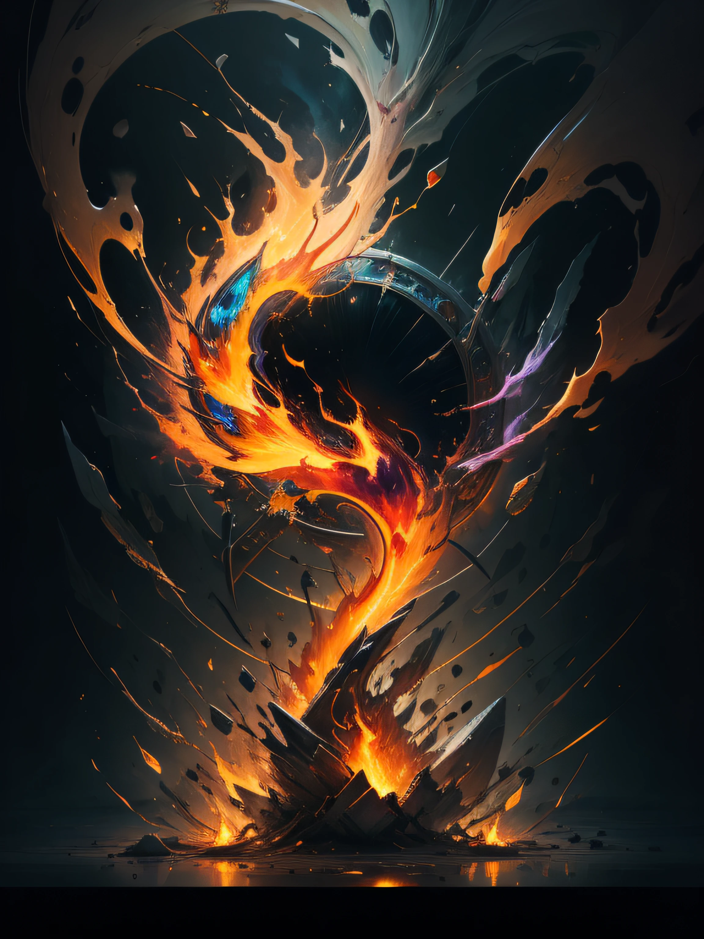 DJ butterfly beater,super high-quality model, Background of flame burning, Abstract beauty, Explosive volume, oil painted, Heavy strokes, paint drips