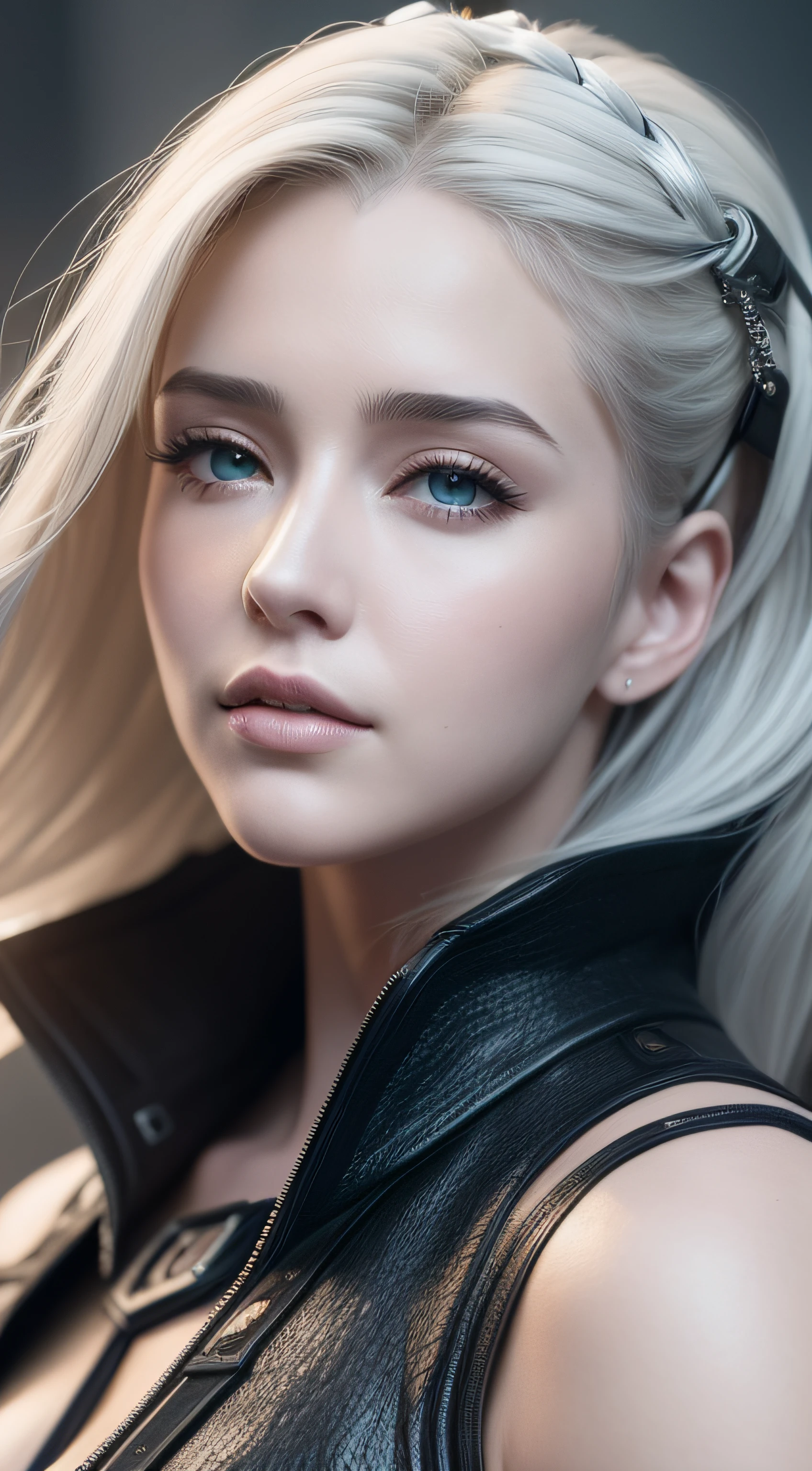 Cirilla Fiona Elen Riannon, Full body shot, Highest image quality,Outstanding details,超高分辨率,(Fidelity:1.4),The best illustration,Favor the details,Close-up work is not safe, 《Overwatch 2》Medium realism《pitying》Whole body properties, He has a delicate and beautiful face, Raised sexy, 乳溝, cyber punk perssonage,Futuristic,mechanically aesthetic, Ultra-fine shooting