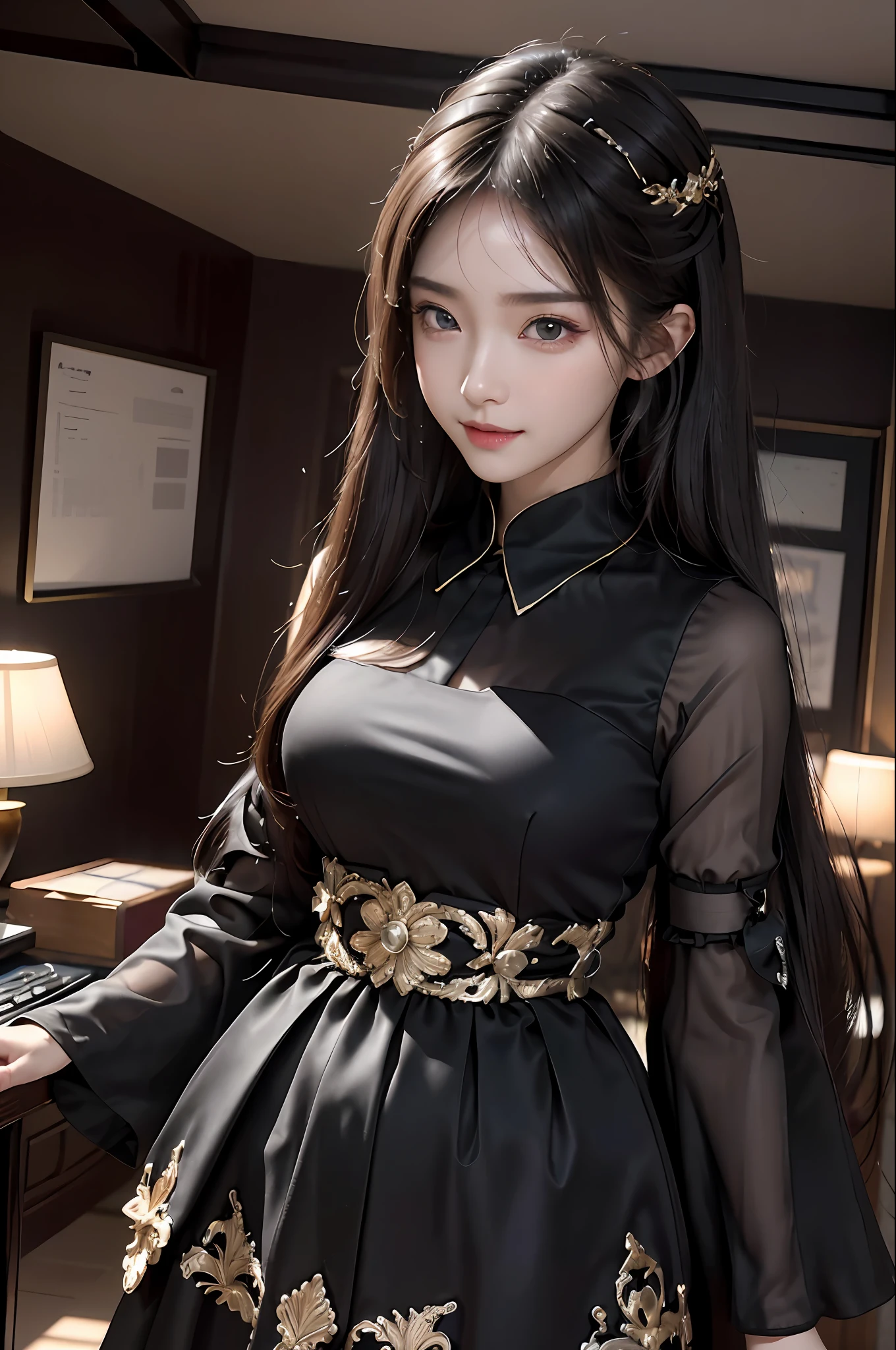 Fantasyart，photographrealistic，动态照明，art  stations，poster for，Volumetriclighting，Very detailed faces，4 k''，Award-Awarded，ssmile，1girll，in the darkness nigth，deep shading，low tune，Cowboy photos,(formal outfit:1.4),long whitr hair,whaite hair,