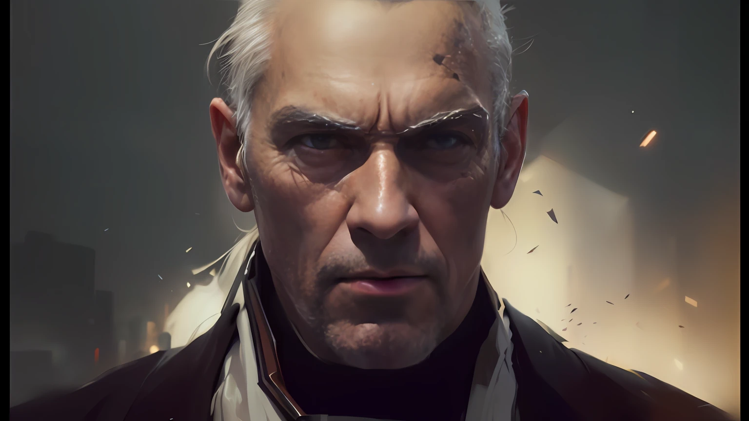 There is a man with a very large head and a very large face, Velho cyberpunk, Epic portrait illustration, Stefan Koidl inspirado, Wojtek FUS, retrato de personagem de closeup, pintura digital de personagens, epic digital painting, arte de personagem impressionante, arte conceitual ultra realista, arte conceitual de pintura digital, Iconic character of high detail, arte conceitual realista do personagem, Estilo de pintura WLOP