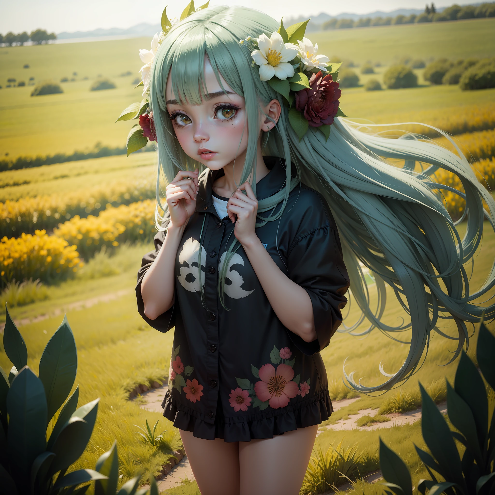 Monster Girl，florals，grassy