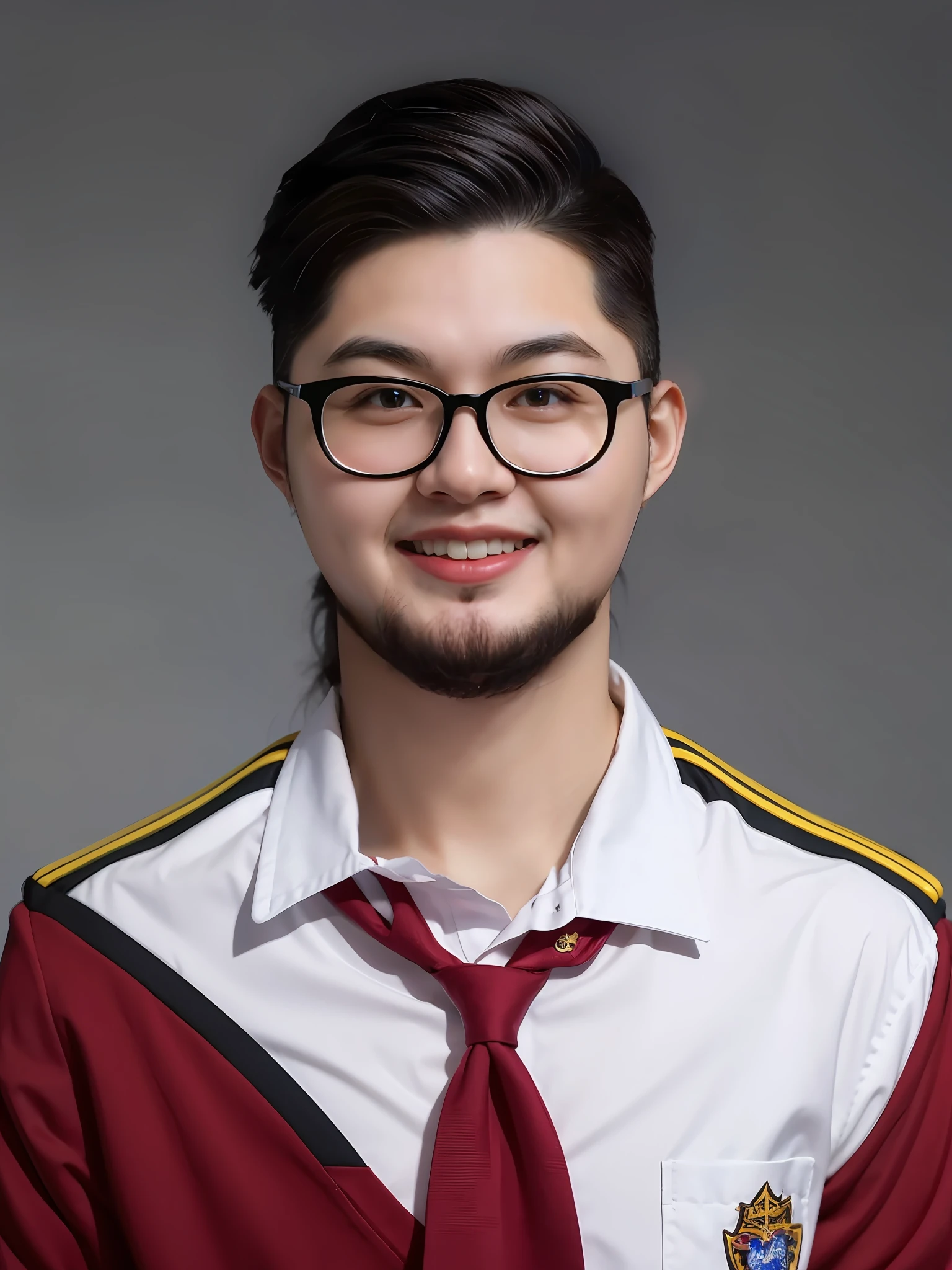 A Chinese male high school student，Wear colorful school uniforms