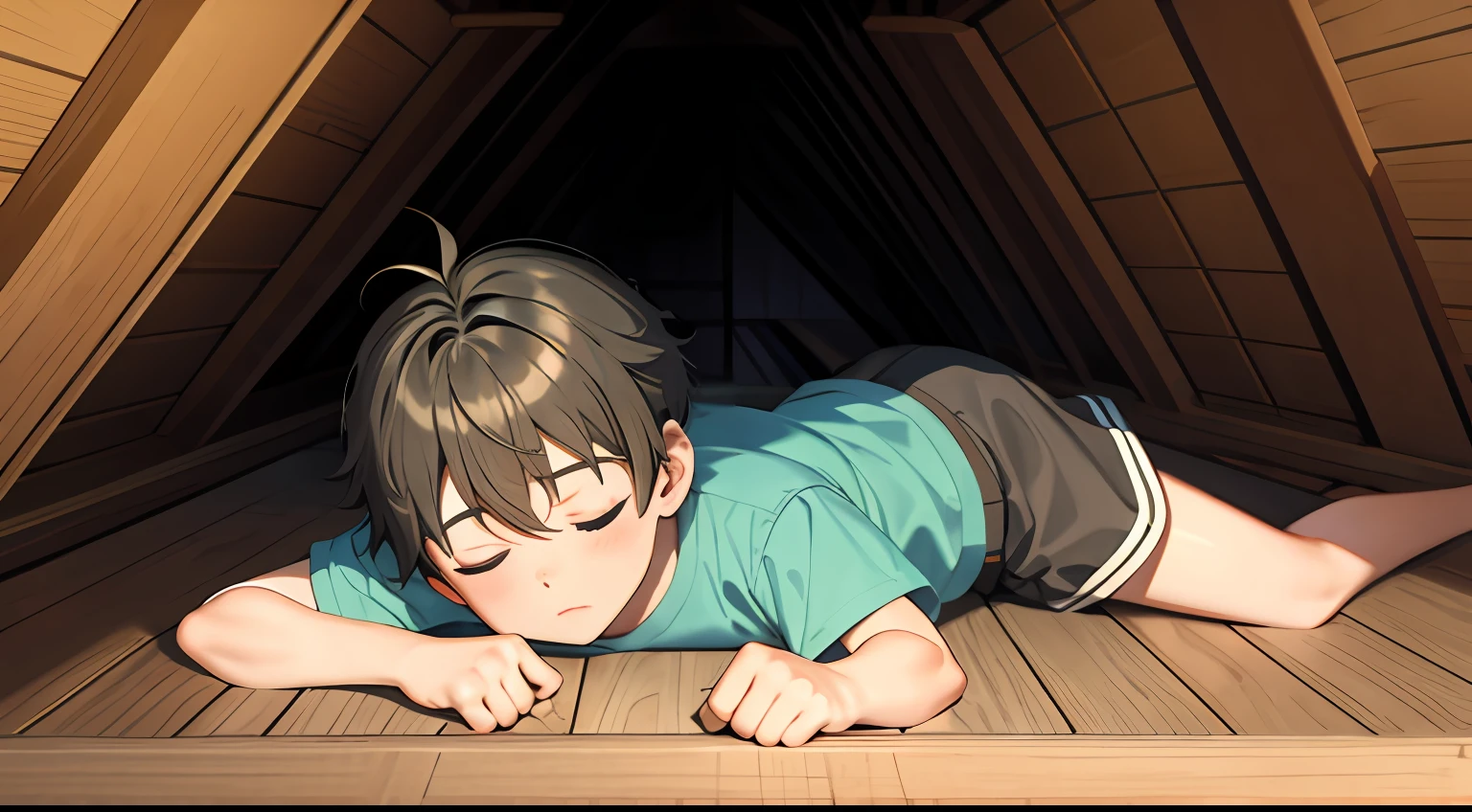 the boy passed out on the attic floor