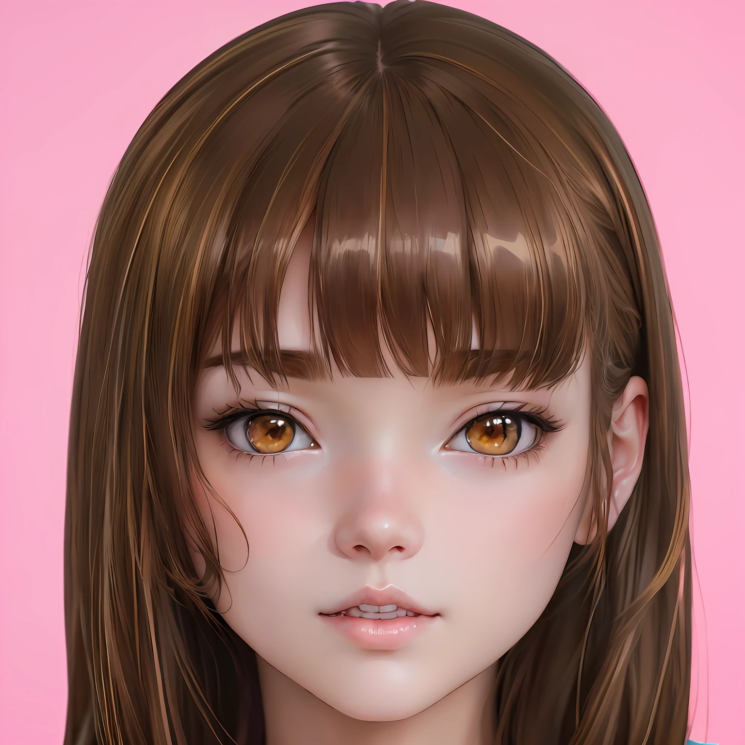 There is a digital painting of a girl with brown hair, kawaii realistic portrait, detailed anime soft face, semi realistic anime, realistic young anime girl, extra detailed face, realistic anime face, high detailed face anime, made with anime painter studio, semirealistic anime style, cute natural anime face, realistic anime 3 d style, face anime portrait