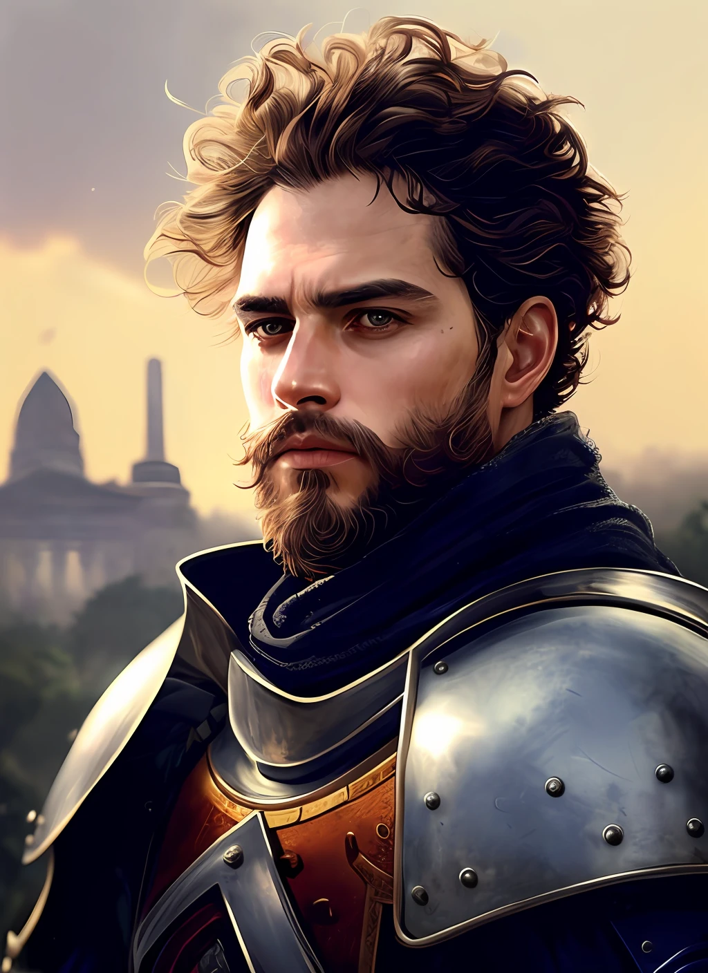 Extremely detailed RAW photo, full body, self on rider, slow motion, (intrepid : 1.1) self on Emperor Mark Antony on horse (light gold armor: 1.2),
(purple embroidered silk cover), (Imperial Rome:1.2), (insanely detailed, bloom:1.2), (very high quality, Alessandro Casagrande,
Greg Rutkowski, Sally Mann, 4k),, (high sharpness), (detailed pupils:1.2), detailed face and eyes, Masterpiece, best quality, (highly detailed photo:1.2), 8k, hyperrealistic, ( 
Curly brown hair, short and elegant haircut, neatly trimmed beard, :1.1), (Knight:1.2), By Jeremy Mann, By Sandra Chevrier, By Maciej Kuciara, Sharp, (Perfect
body:1.1), royal shadow, (temple ruins and vine background:1.1)