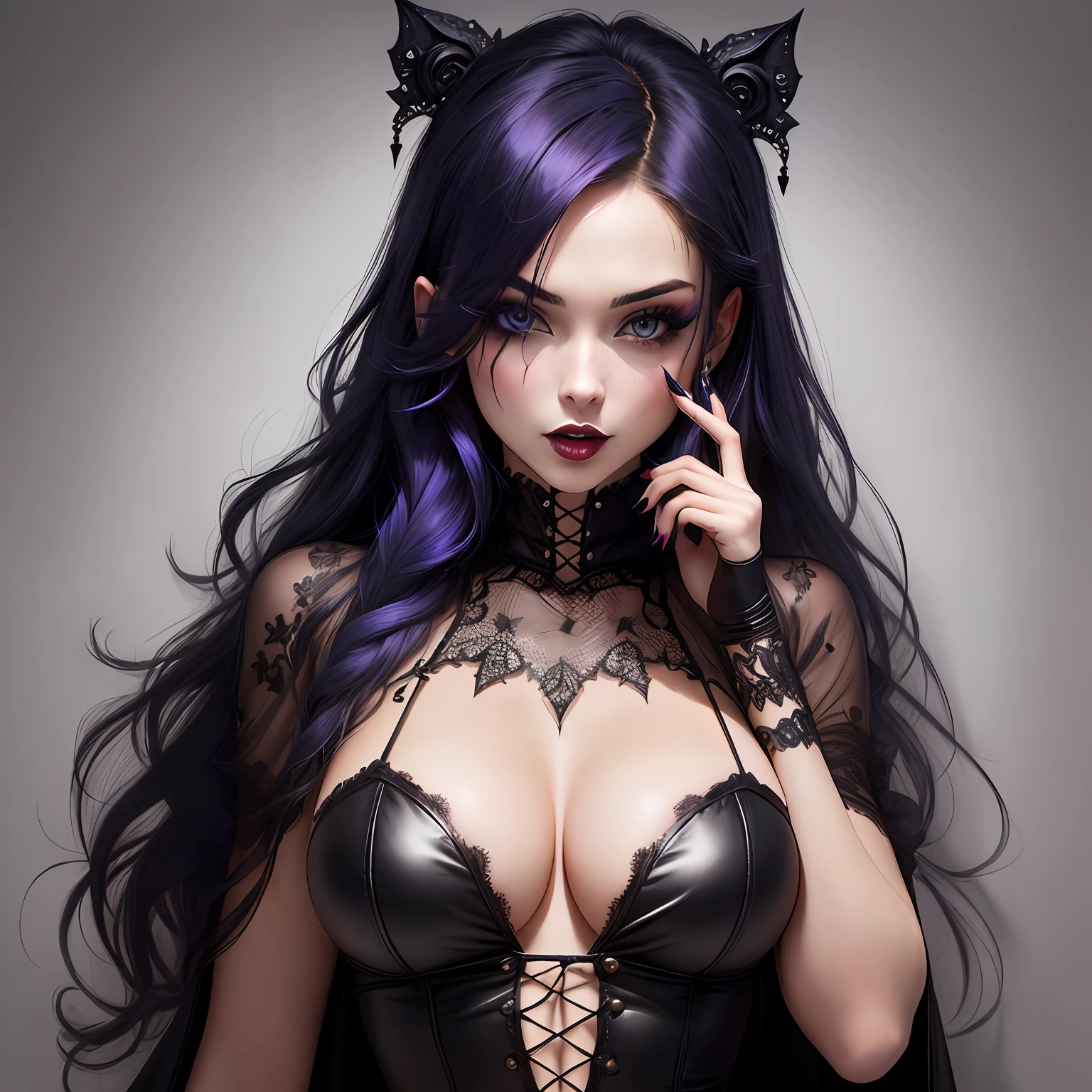hot goth giving a