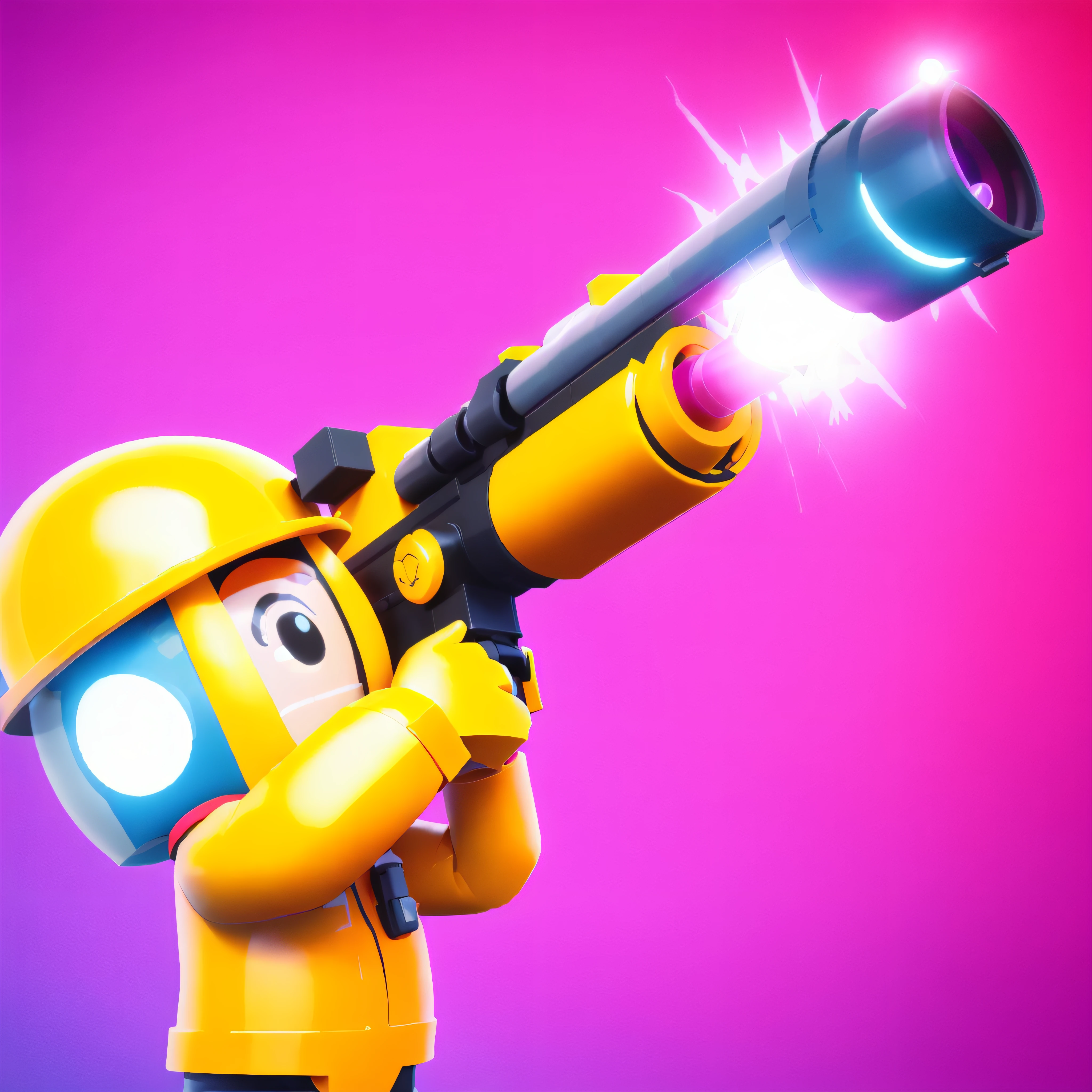 LEGO City Space Shooter - Captura de tela, 3D Icon for mobile game, Foguetes, holding a rocket launcher, laser cannon, blaster fogo brilhante como neon, foguete super legal, epic scope, 3D estilizado, Minipistola, toon boom render, pistola e bazuca, neon operator, Estrelas da briga, rocket launchers