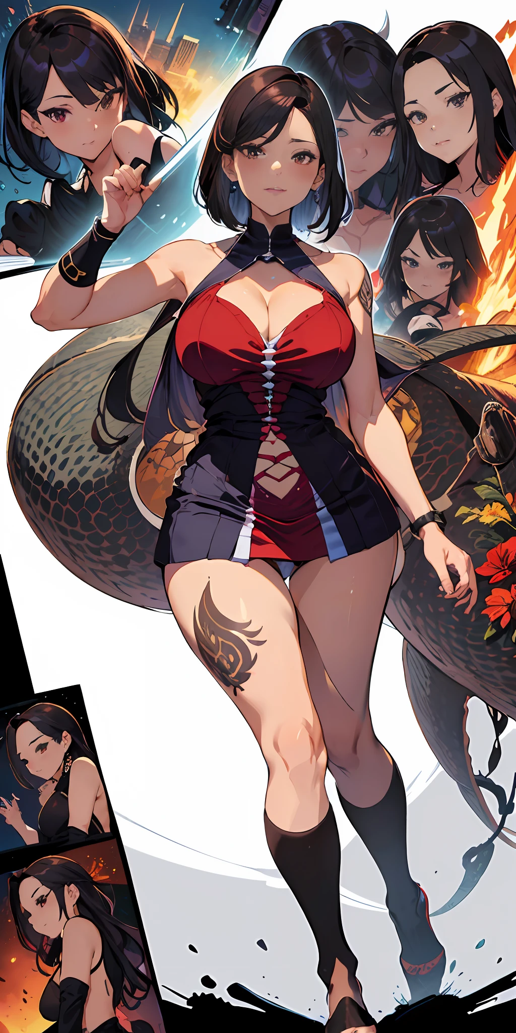 :: estilo comix Joe Madureira ::2.9 Estilo ::2.0 comix illustration style ,Digital illustration of beautiful female character in drawing style illustrator Toh-Yasu, Estilo anime, Body with futuristic designs tribal tattoo style in dragon shape, Serious guy and ultra detailed art, Graffiti style destroyed city scenery with camera focus, (fundo bonito e claro:1.2),corpo inteiro perfeito, silhueta esbelta, coxas grossas, voluptuoso, RISTY, Thick curvilinear;, (roupas puffer power | |: 1.2), Grafite 3D, abstrair, linhas, background circles ,((Joe Madureira ::2.0 comix illustration style, Estilo Tatoon , Comic book style, Camila Bernal mulher bonita com cabelo longo ultra detalhado, Beautiful woman )), ( olhos detalhados e rosto detalhado:1.3), (camiseta ou vestido:1.3), (fundo bonito e claro:1.2), (extremamente detalhado, ultra-detalhado, melhor sombra:1.1),bareshoulders, flowers and petals, , (fundo branco:0.5), (illustration :1.1), ( extremamente fina e bonita:1.1), (detalhes perfeitos:1.1)