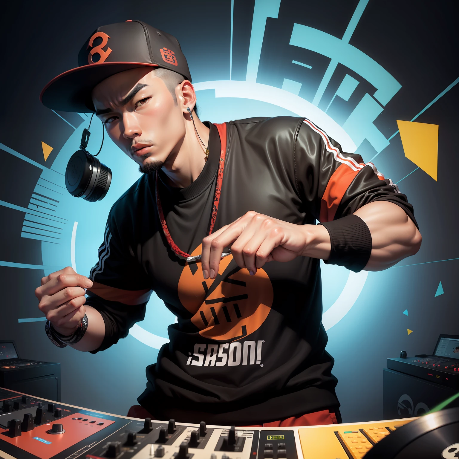 Asian characters,Hip hop,DJ,Cartoony