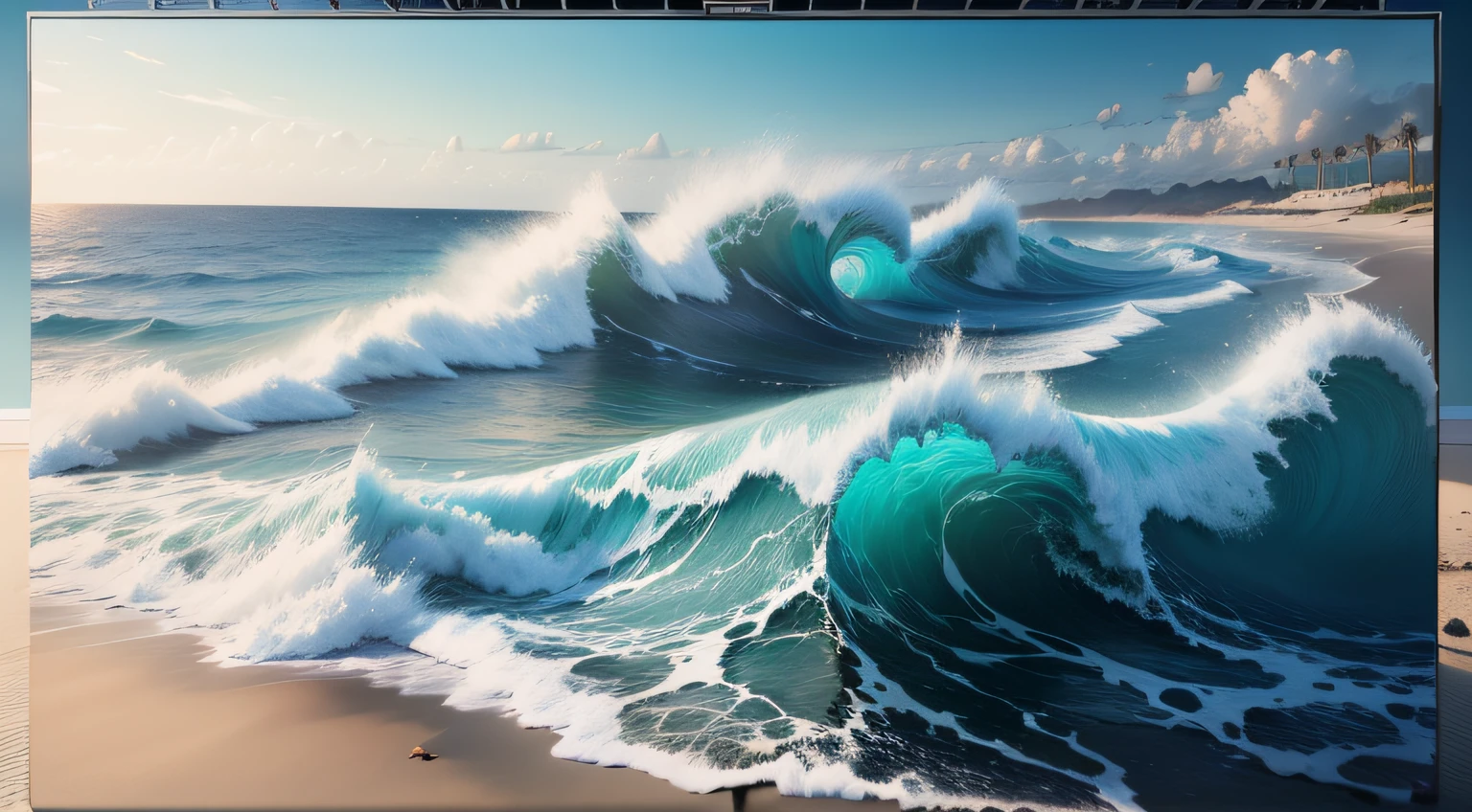 UHD,ultra-HD,retina,Retina Screen,masterpiece,accurate,exact,super detaill,A highly detailed,high detailed,highs quality,Award-Standing,Award-winning,Best quality at best,high resolucion,highly resolution,high image quality,4K,8K,16K,Zoom Layers,hyperrealism,color field painting,Hyperrealism,Surreal detail painting,the ocean,waves,seaside,palm tree,Crab,