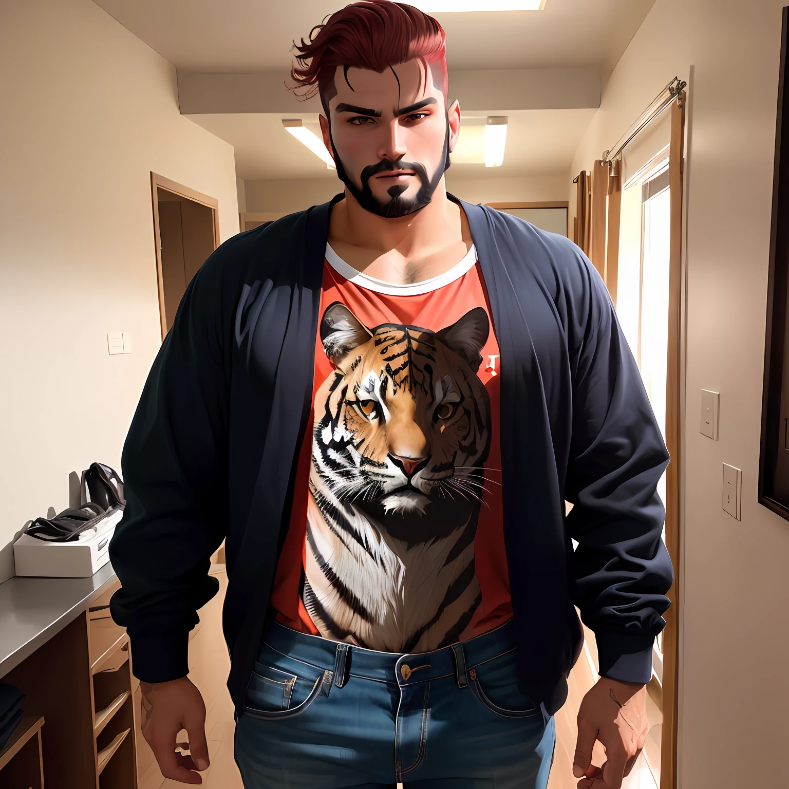 Um homem moreno com a roupa parecida com a do pantera negra