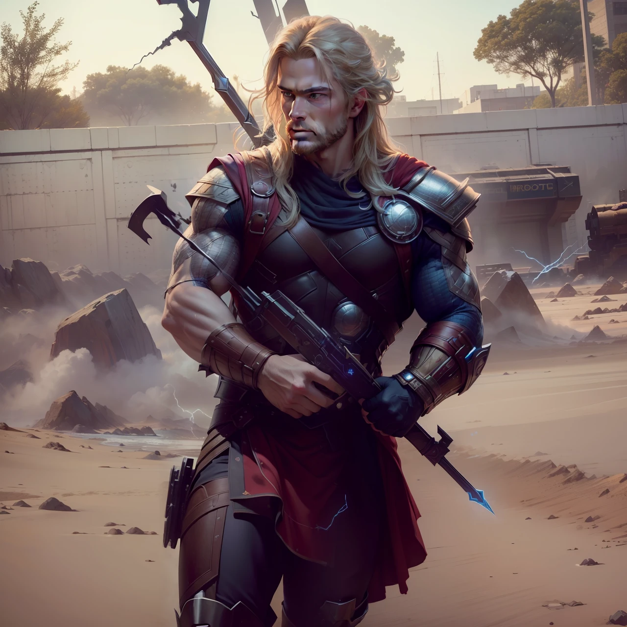 (best quality:1.33), (masterpiece:1.42), (realistic:1.24), (detailed:1.15),
Generate an image of Thor with flashy, eye-catching special effects, like energy blasts or lightning bolts, in the style of Ross Tran,
professional photoshoot, action shot, cowboy shot, kaleidoscope