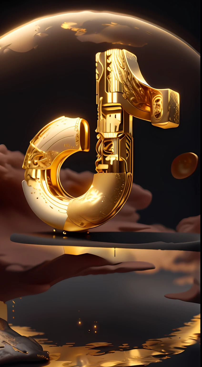with black background,Golden curves