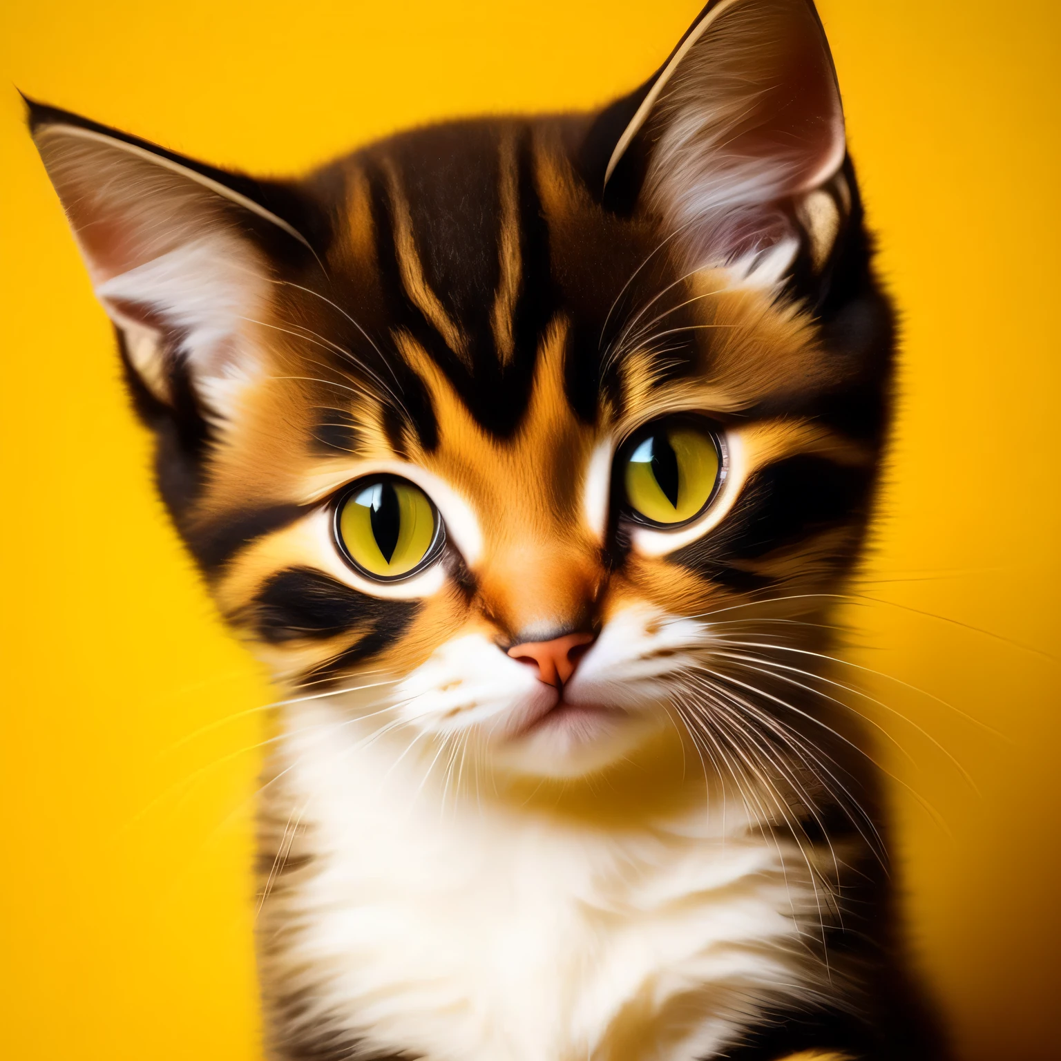 Cute big-eyed kitten,Catstravaganza,yellow backdrop