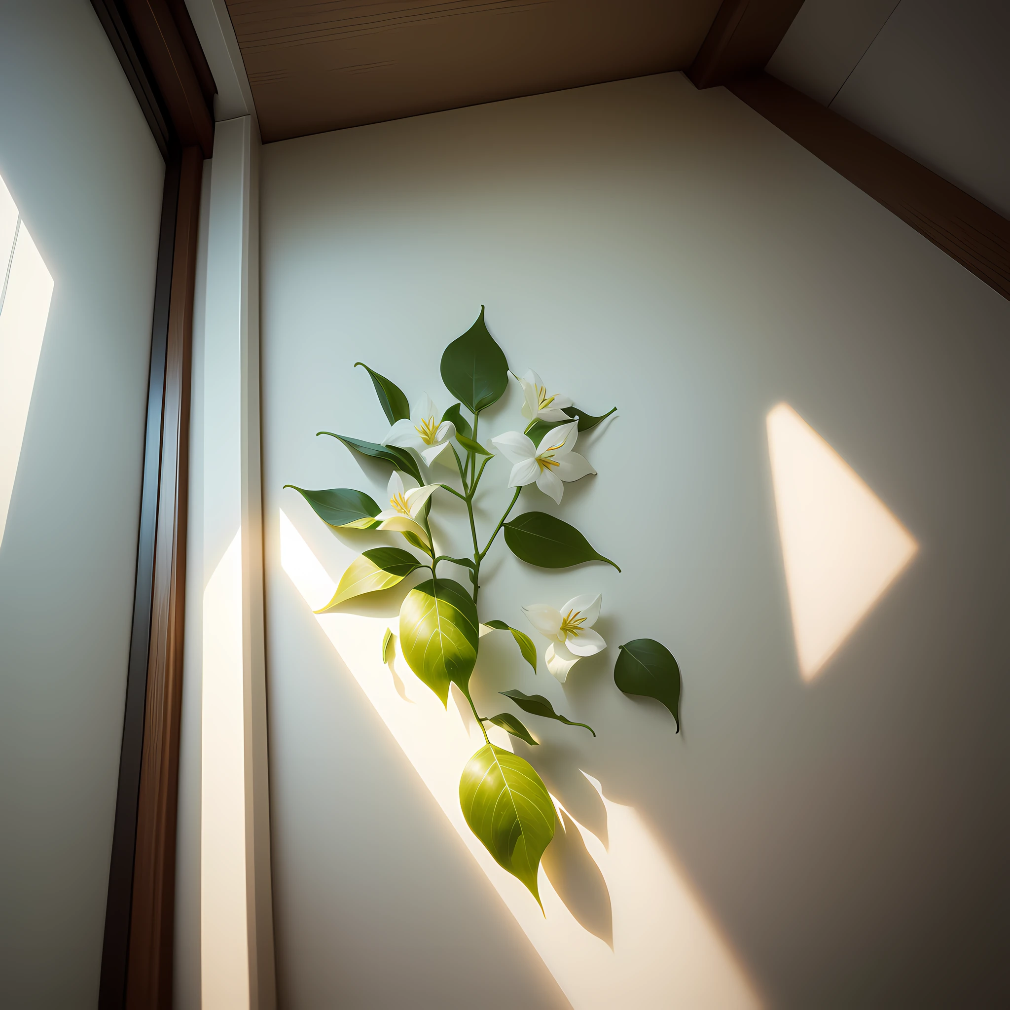 White space、Sunlight、Leaf shadow、Light shining、totally white、mosaic